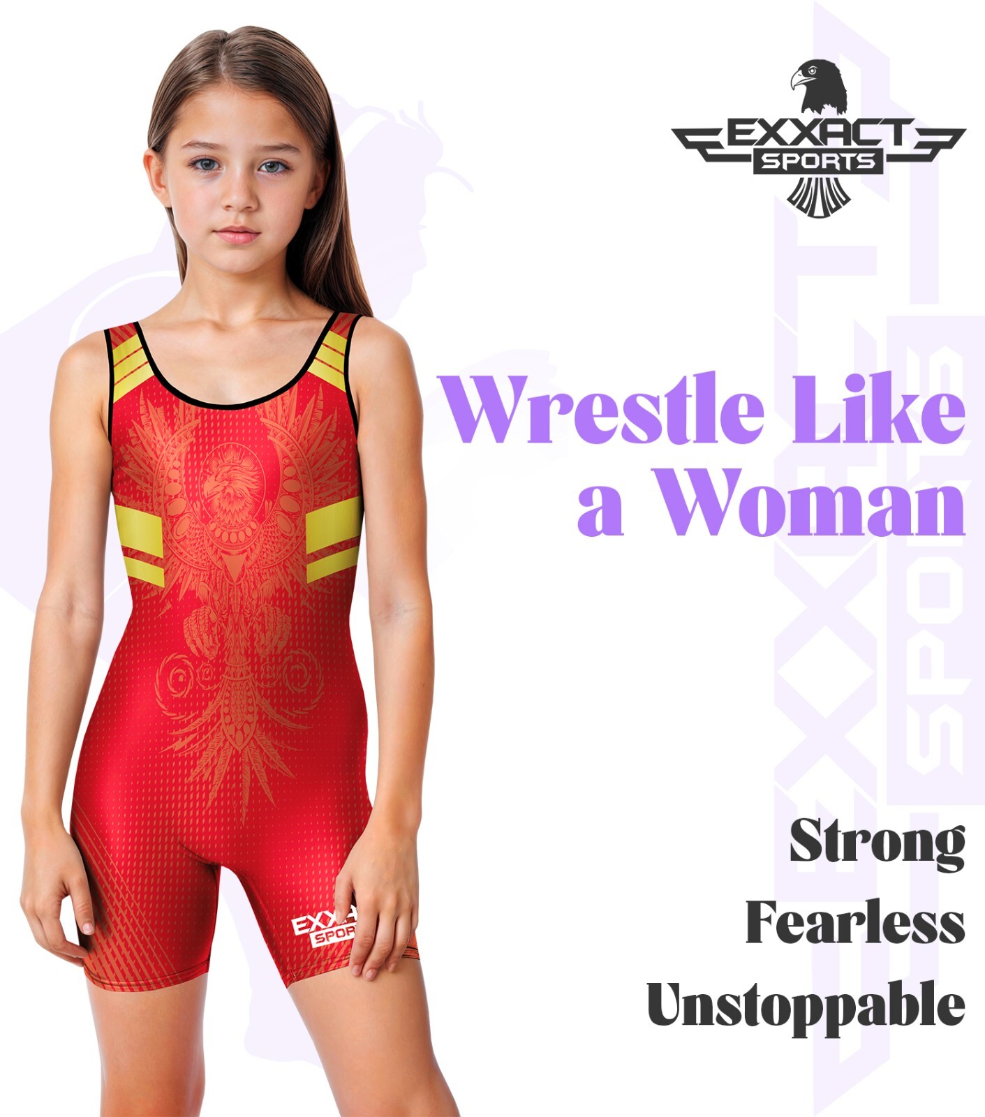 Exxact Sports Sublimated High-Cut Youth Girls Wrestling Singlets
