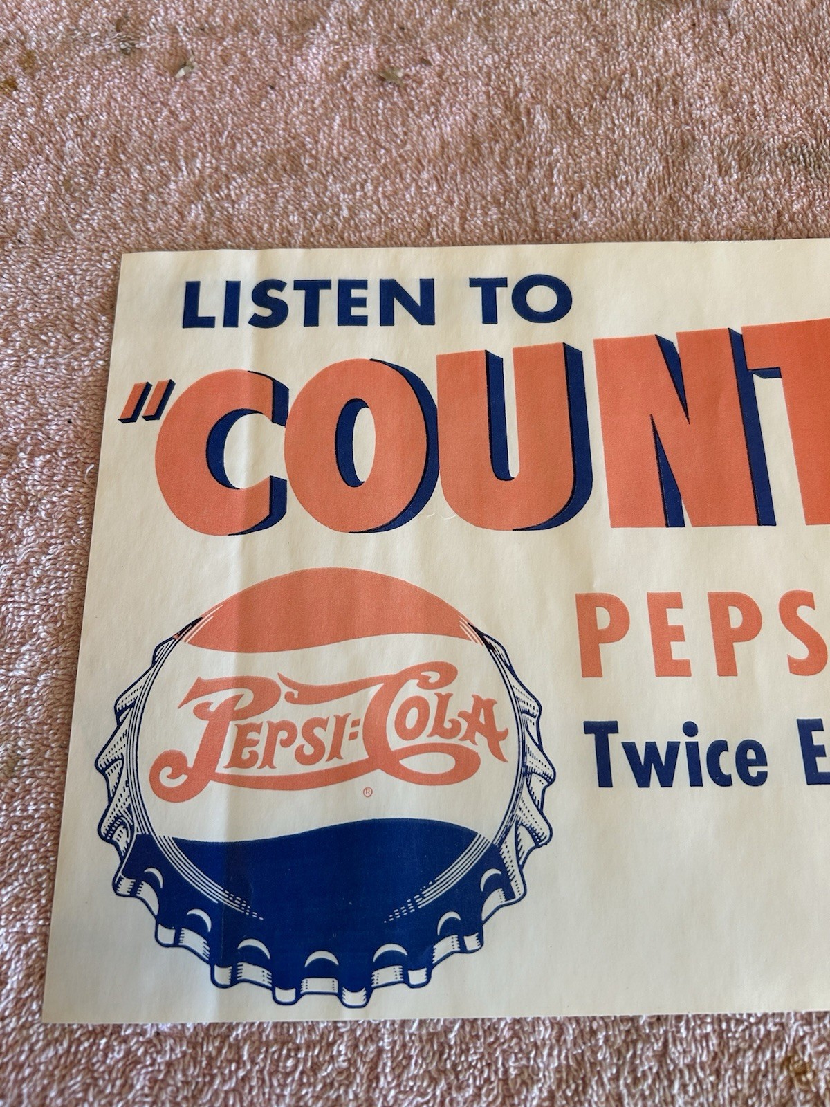 2 Original Pepsi -cola Paper Signs Both Double Dots Signs