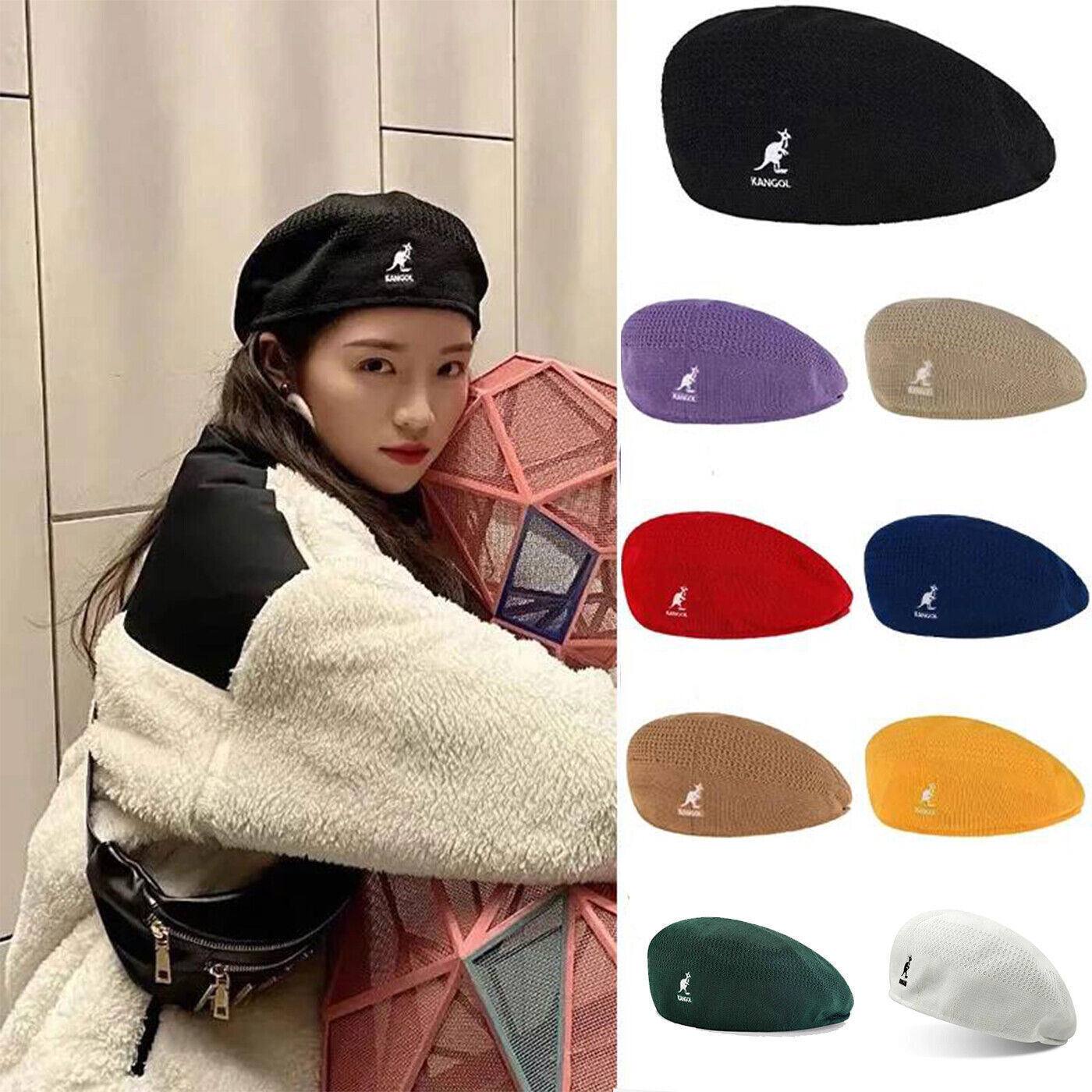 Kangol Breathable Beret Hat Summer Newsboy Woven Flat Caps Casual Men Women USA