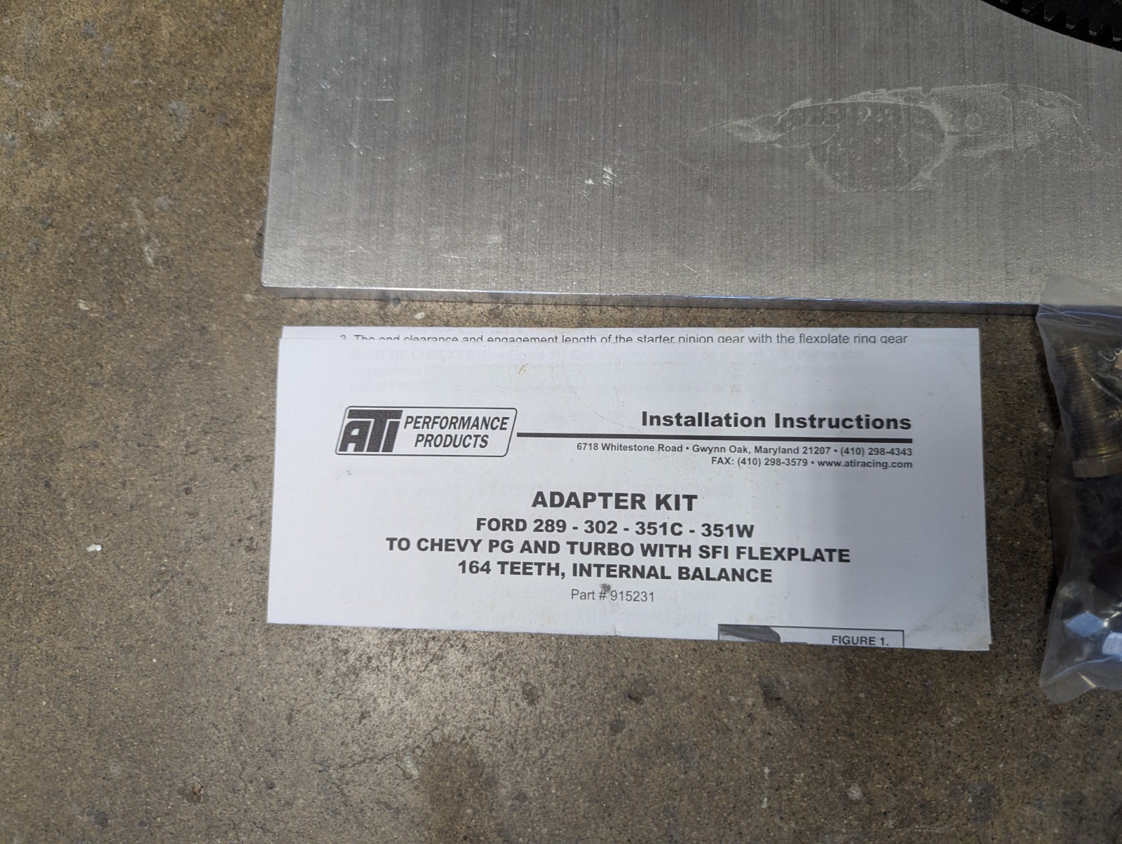 ATI 915231 ATI Performance Products ADAPTER KIT SBF Ford To Powerglide Trans