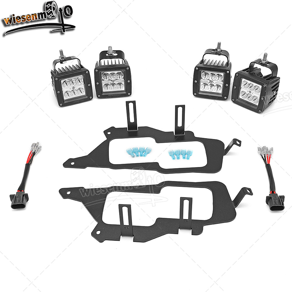 Fit 14+ Polaris RZR 800 900 XP 1000 Dual 24W LED Light Pods Headlight Mount Kit