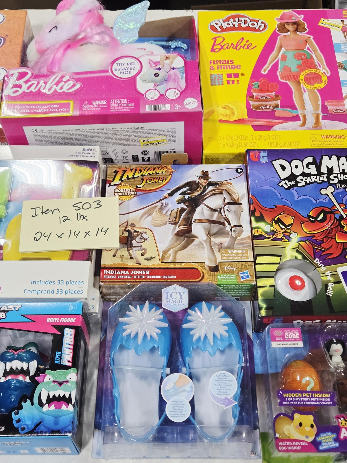 Large Mixed Kids Toy Lot Barbie Dog Man Indiana Jones MrBeast Toys Games New