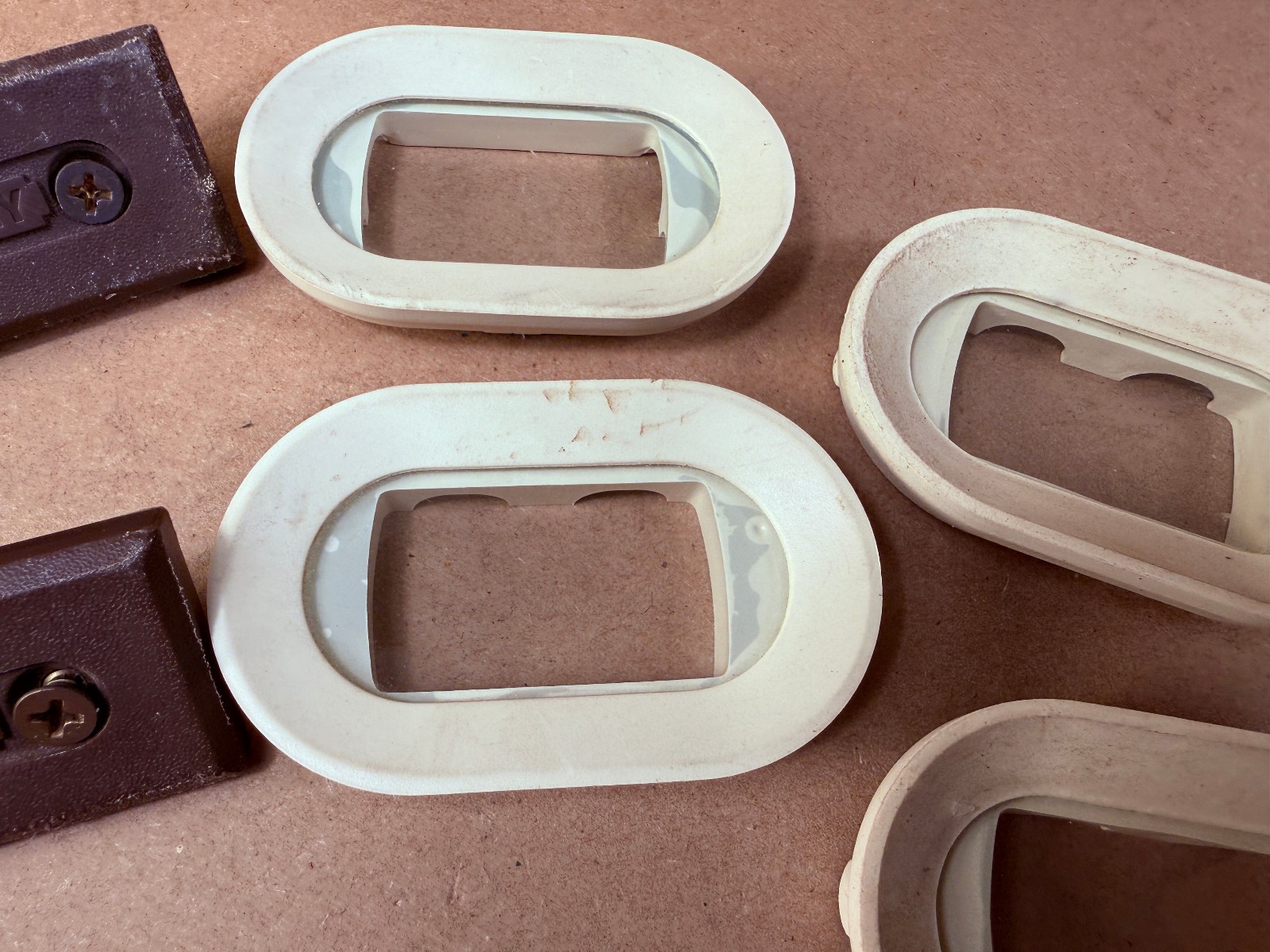 Set of Vintage Stanley Level End Plates Caps with Vial Covers and Surrounds