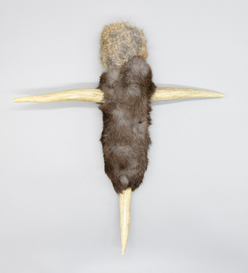 Sioux Two Ceremonial Totems Deer Antler Effigy and Rattle