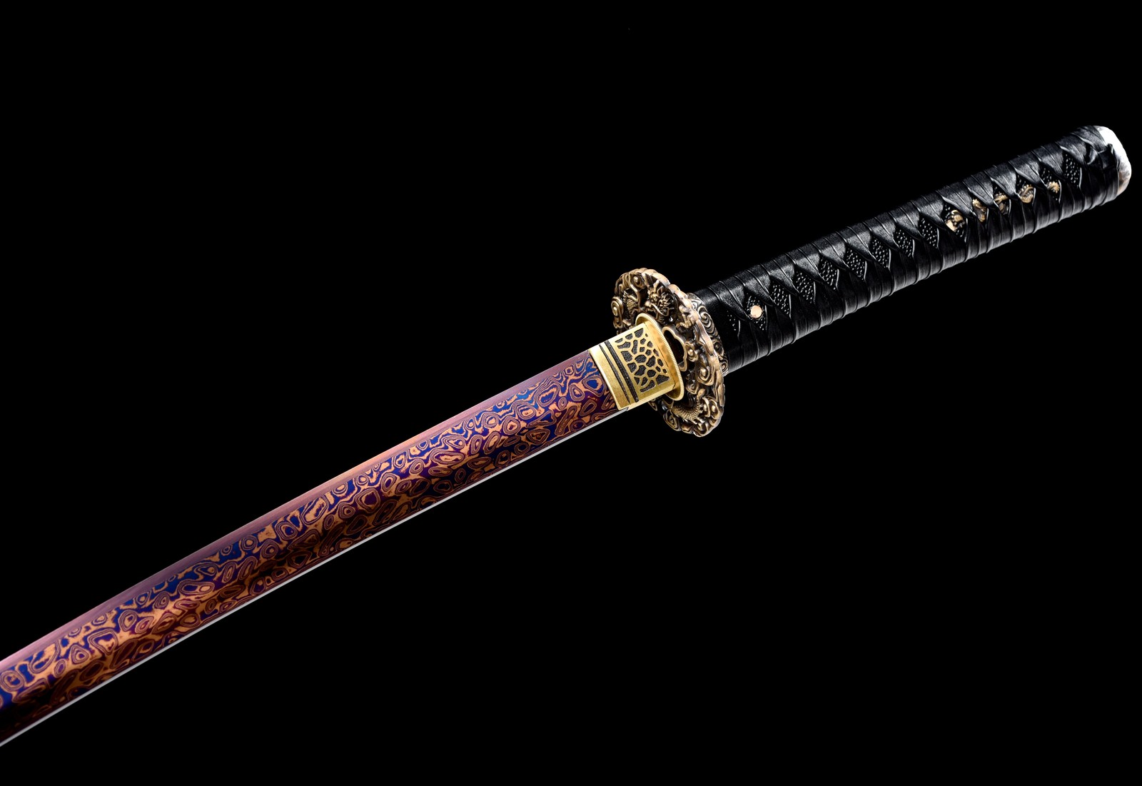 Handmade Full Tang Japanese Samurai Katana Sword Damascus Folded Steel Sharp