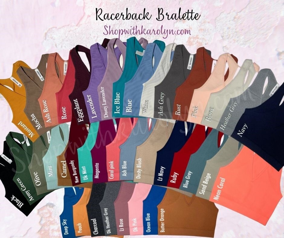 Zenana Ribbed Racerback tank 36 colors crop top Brami Bralette S-XL 32A - 40DD
