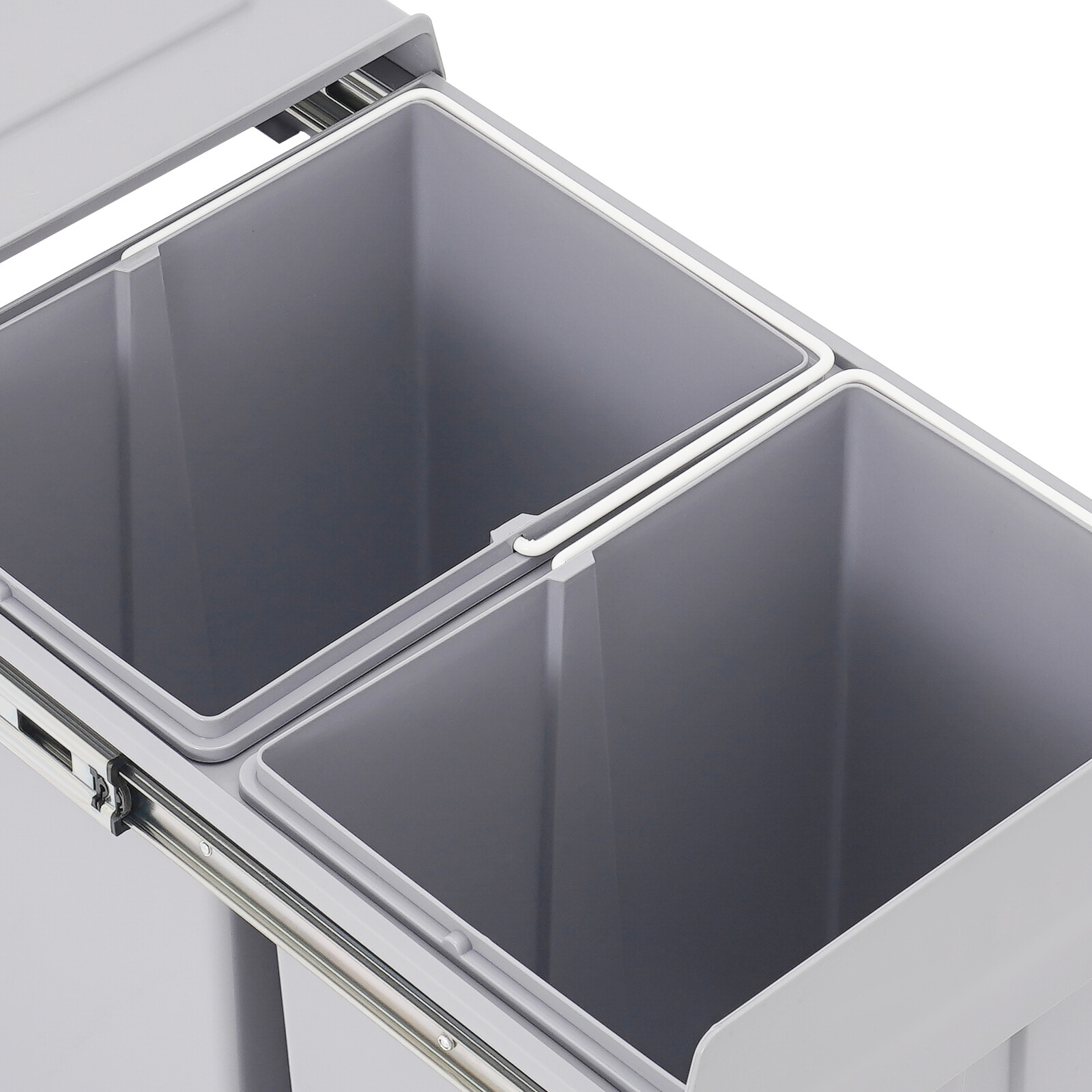 4.4Gal Under Cabinet Dual Pull-Out Trash Can Kitchen 20L Sliding Waste Bin Grey