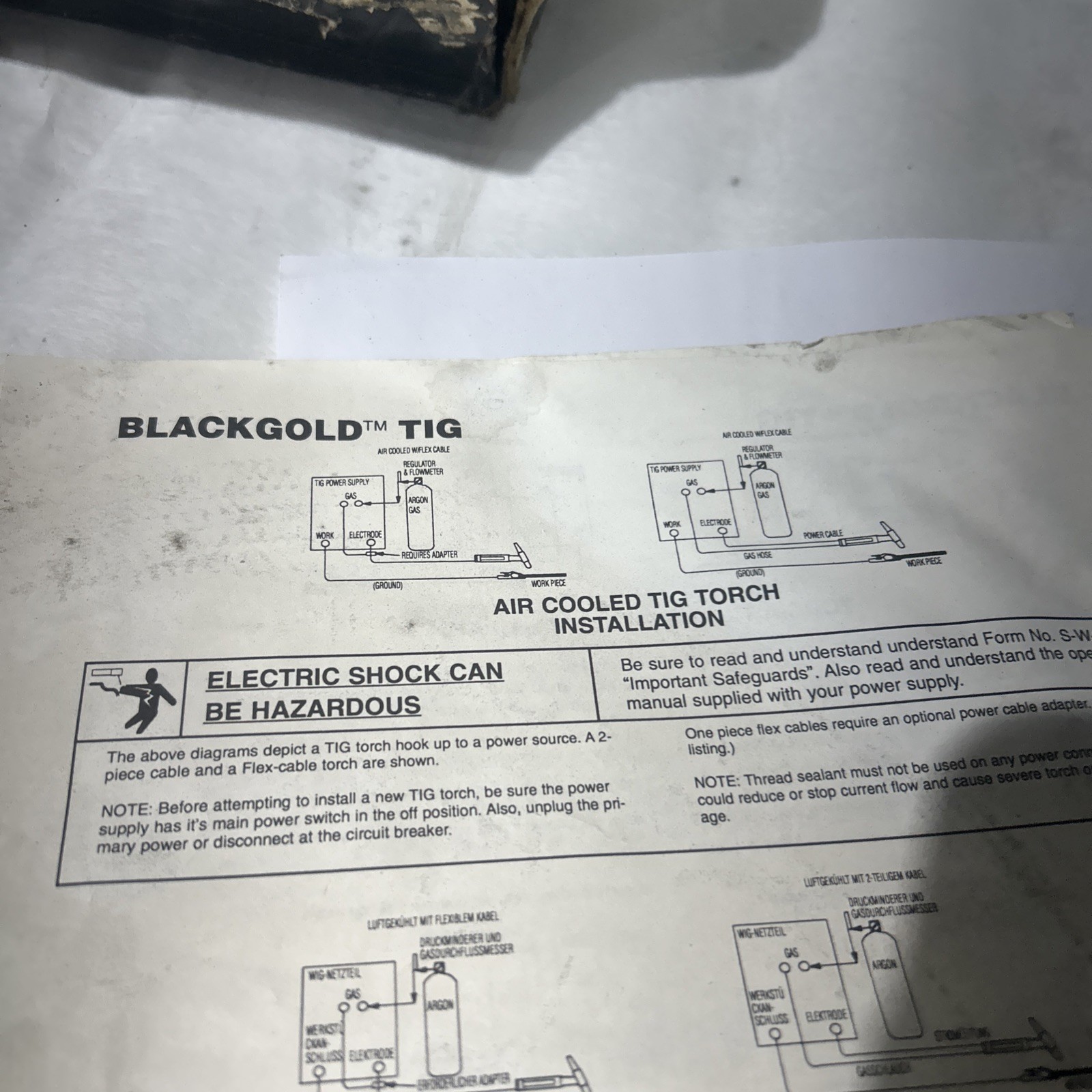 Black Gold Tig Torch Bgf-26v-25f. Welding Torch Flex Neck 200 Amp Arcair 25’