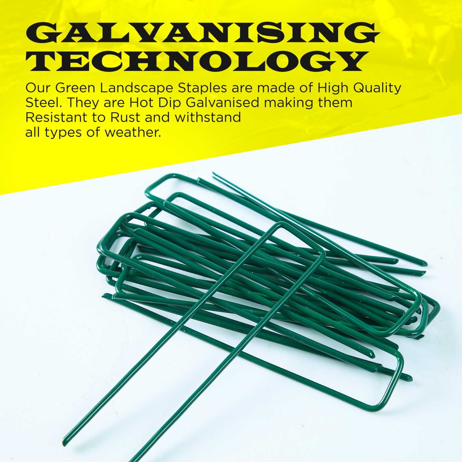 GREEN Landscape Staples 6 Inches 11 Gauge Galvanized Garden Stakes Fabric SOD