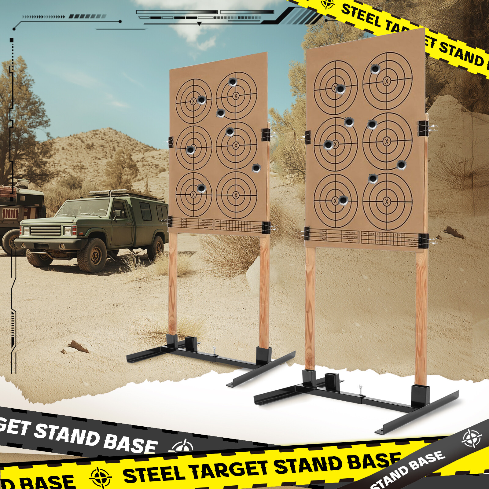 Adjustable H-Shaped Target Stand Base For Paper Silhouette Shooting 2-Pack