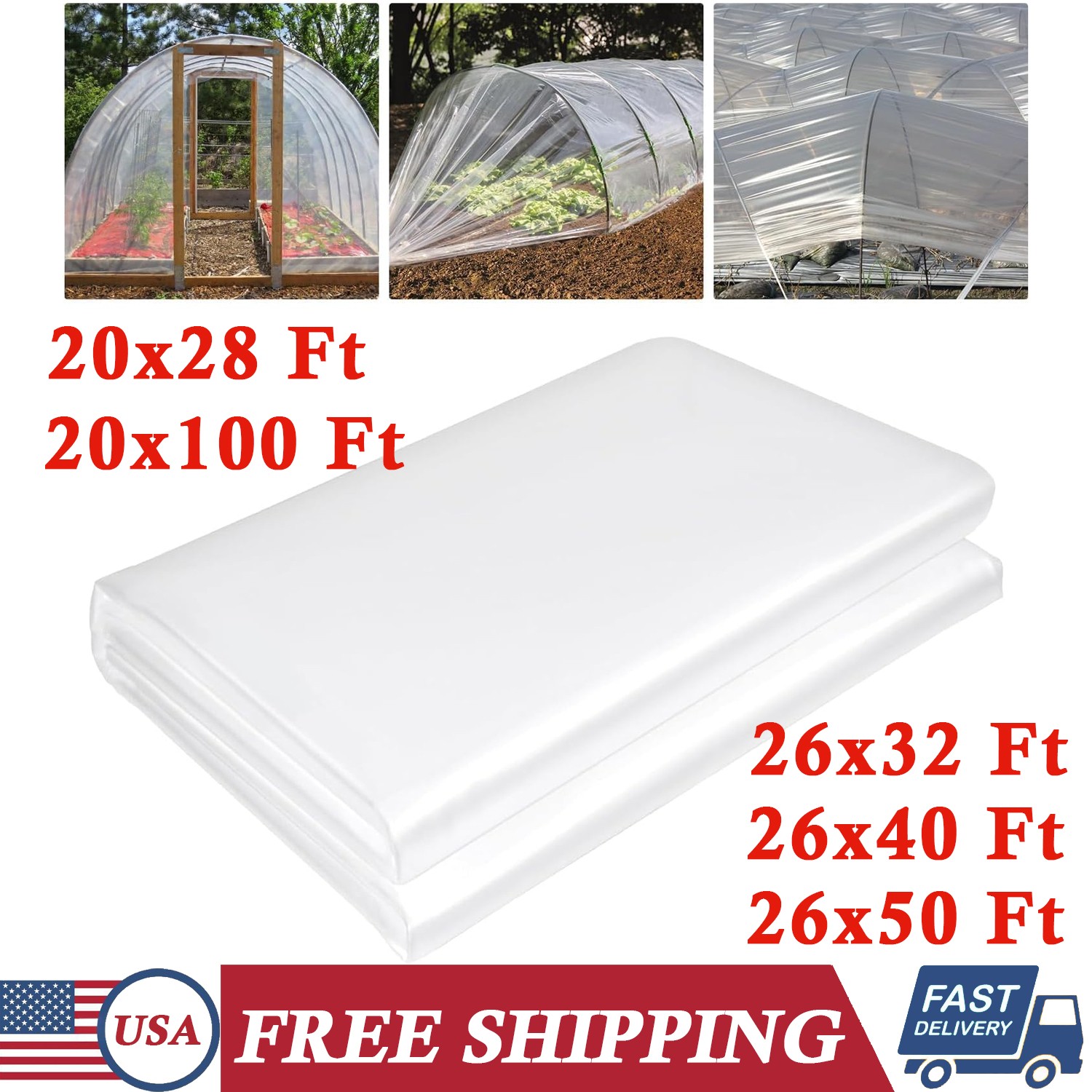 6 Mil Clear Greenhouse Plastic Cover Sheeting Roll 20-26 Ft W x Various Length