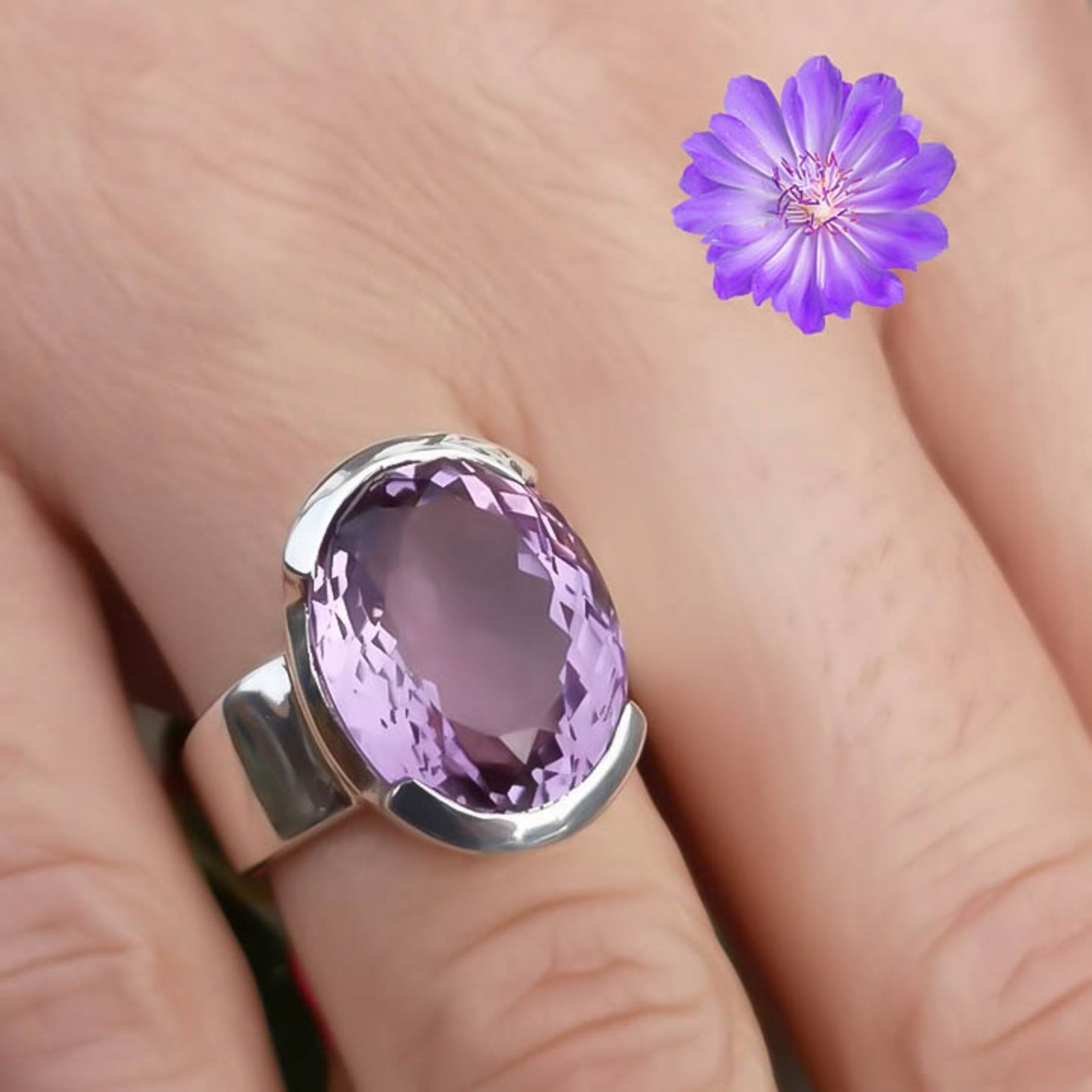 African Amethyst Gemstone 925 Sterling Silver Handmade Jewelry Ring All Size