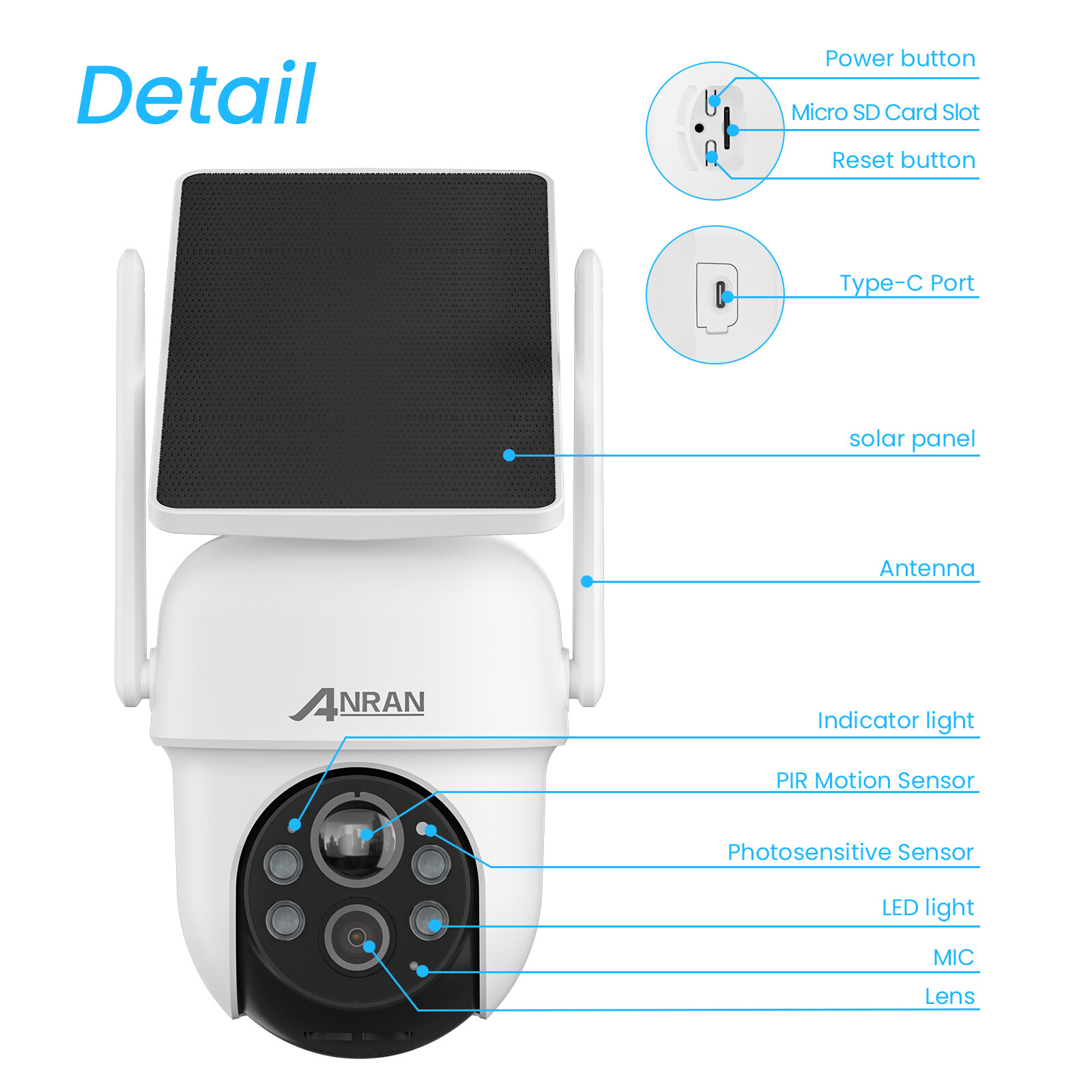 ANRAN Solar Battery Powered Wireless Security Camera System WiFi IP Outdoor Home