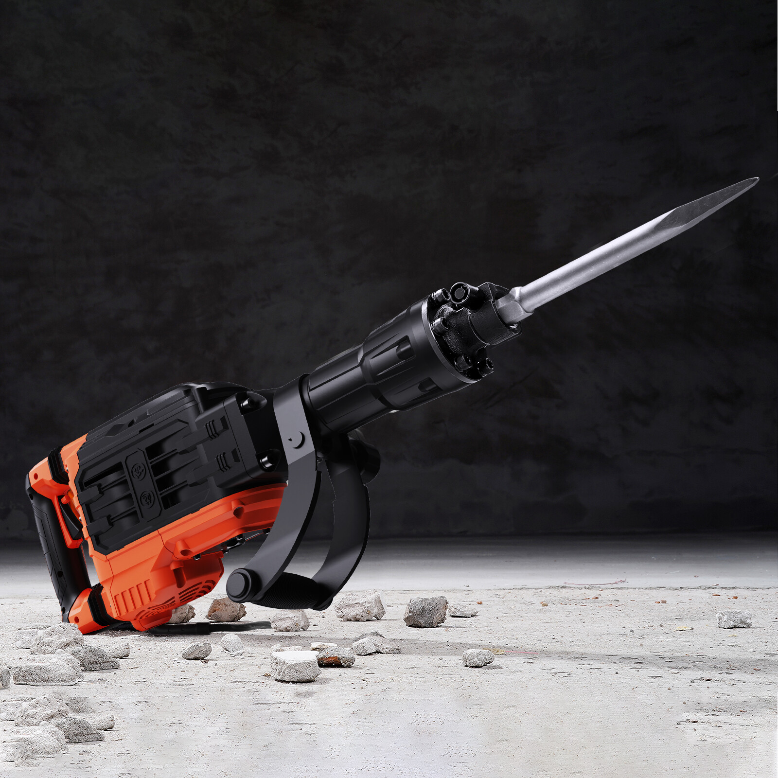 VEVOR Demolition Jack Hammer Concrete Breaker 3500W Electric 2 Chisel Bits Black