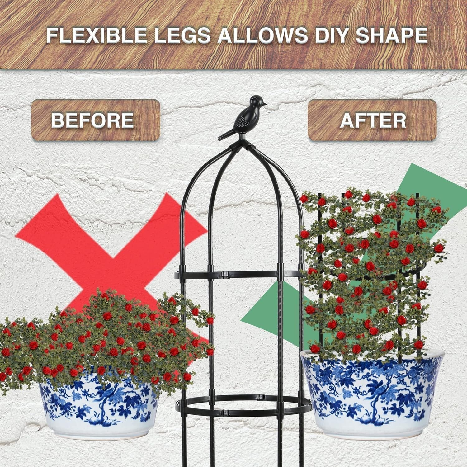 Garden Obelisk Trellis for Climbing Plants Outdoor 4/6Ft Rose Bush Round Trelli