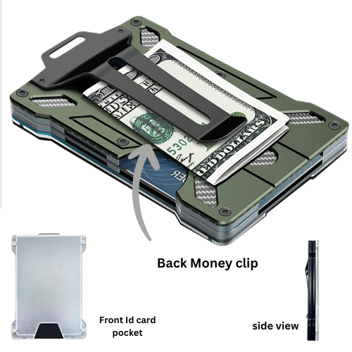Men's Aluminum RFID Blocking Money Clip Slim Credit ID card Holder Metal Wallet