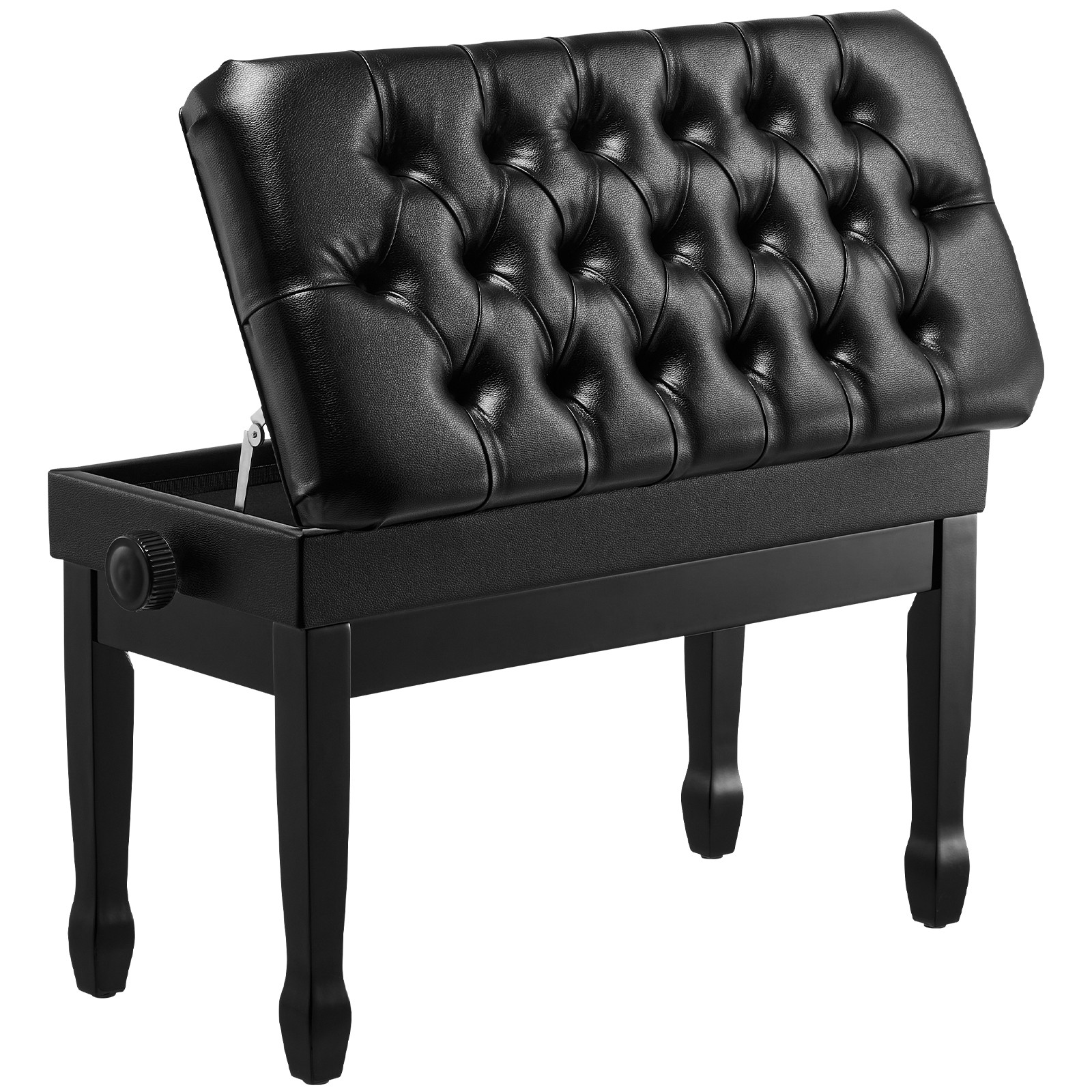 Adjustable Duet Piano Keyboard Bench Storage Padded Seat Wooden Bookcase Stool