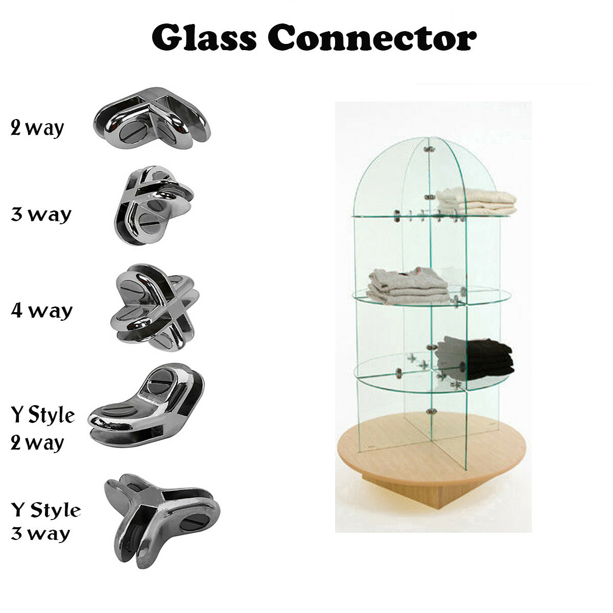 Glass Shelf Cube Connector Joiner Holder Clip Used 3/16" Tempered Glass Shelf