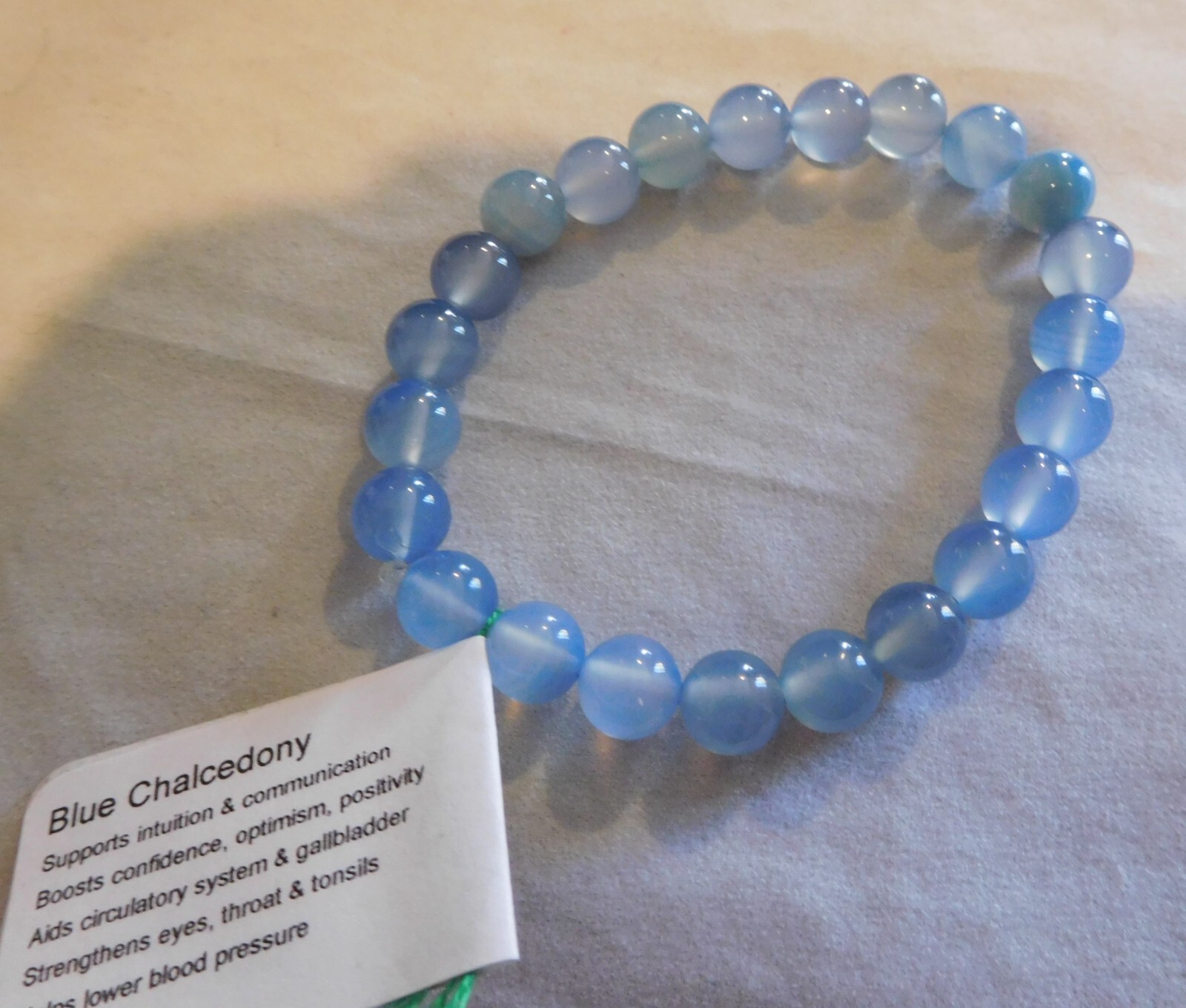 Natural Gemstone Blue Chalcedony Round Bead Bracelets by Healing Light Stones