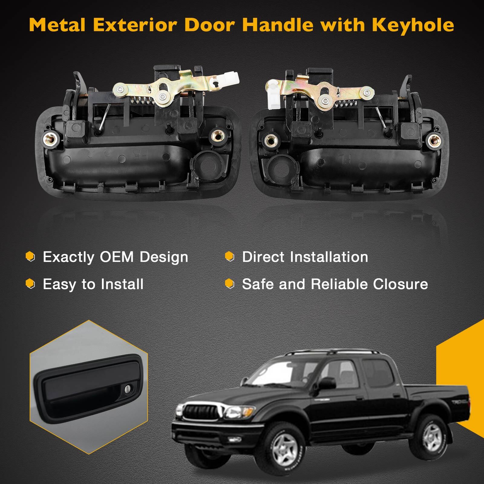 Metal Exterior Door Handle Front Left & Right Side Set For 1995-04 Toyota Tacoma