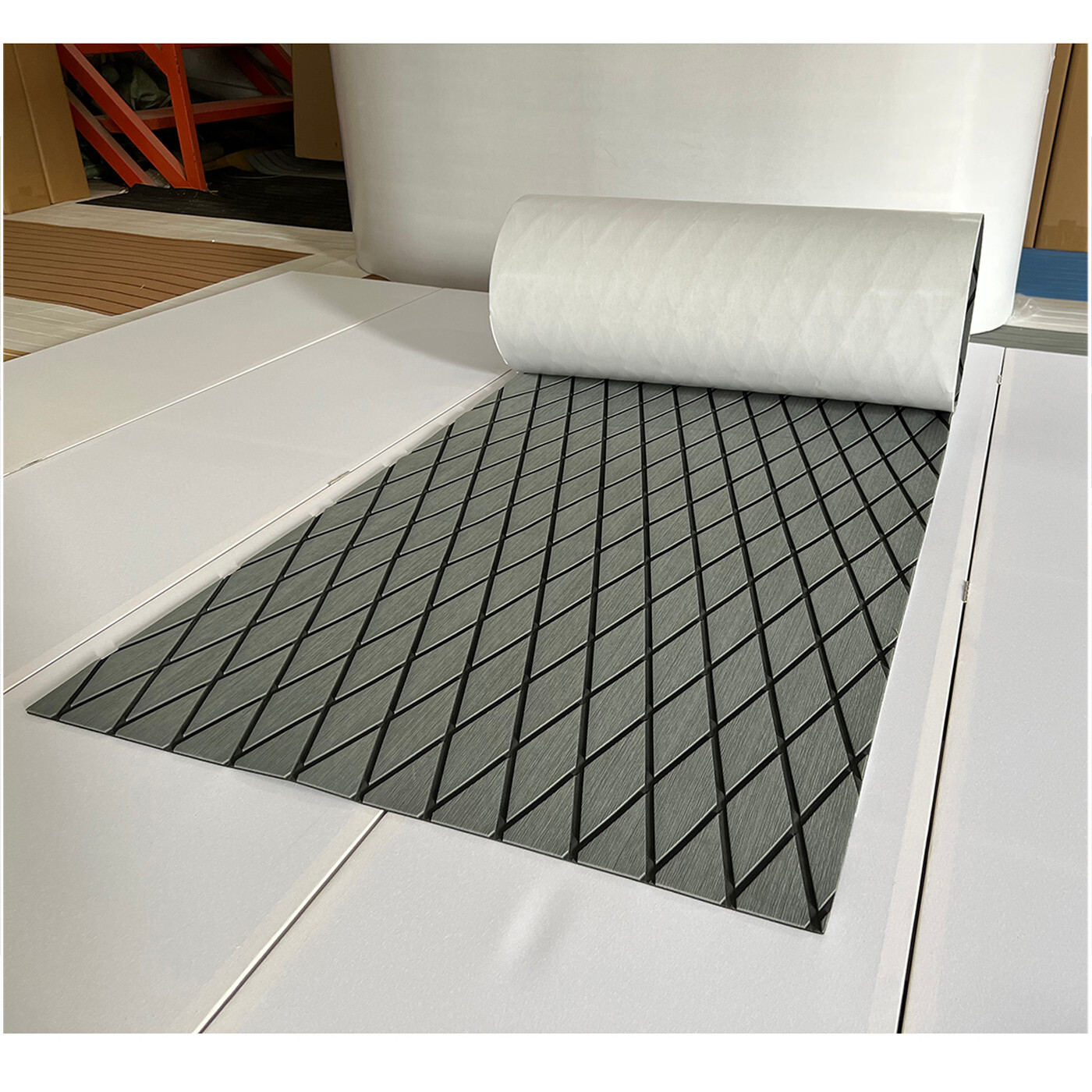 EVA Foam Boat Flooring Nonskid Marine Sea Decking Carpet , Dark Gray Diamond Mat