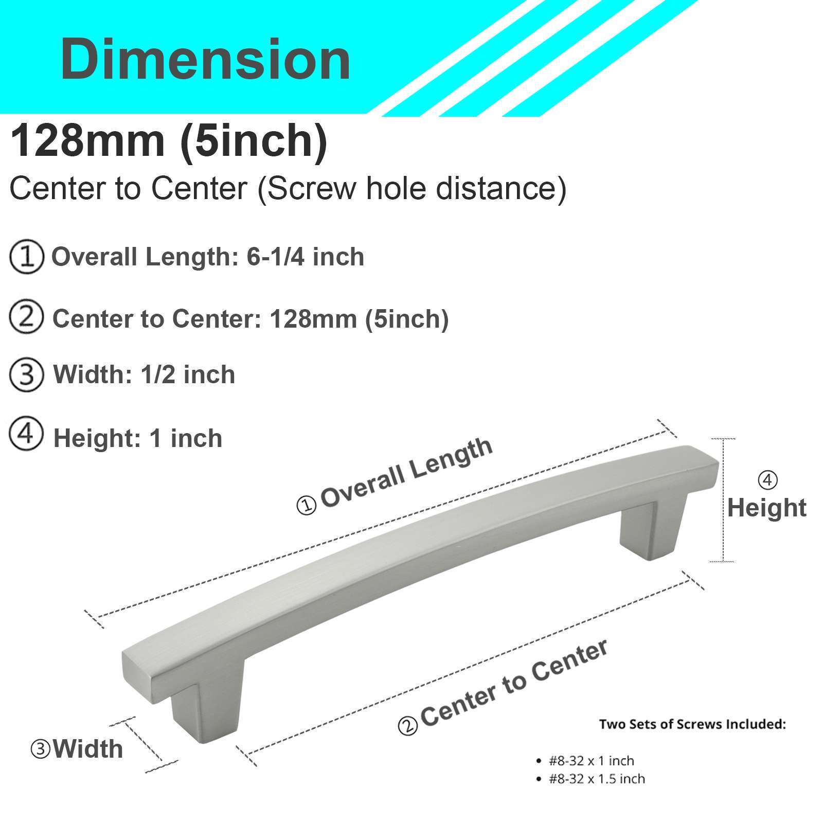 Solid Brushed Nickel Modern Kitchen Cabinet Pulls Knobs Handles Drawers Bathroom