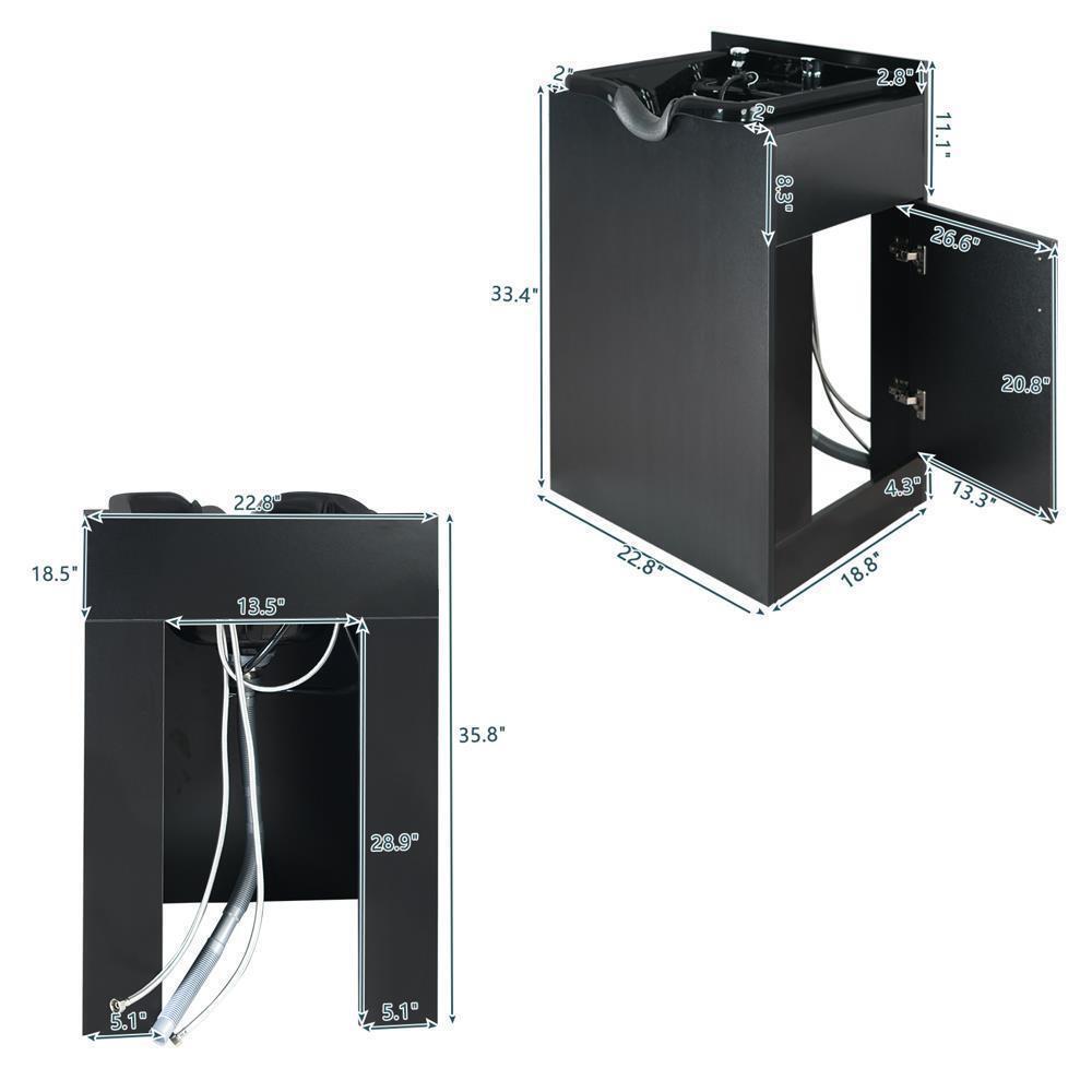 Backwash Shampoo Station Shampoo Bowl with Cabinet Hair Wash Sink for Salon Spa