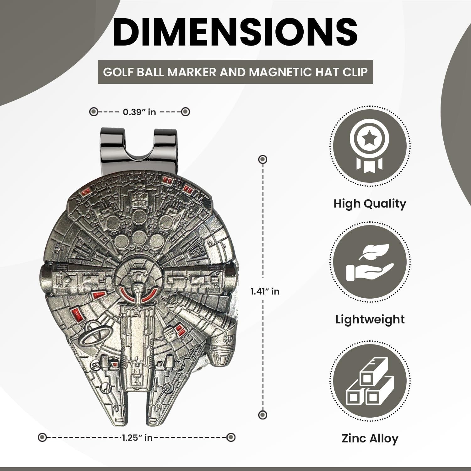 Star War Falcon Golf Ball Marker | Golf Ball Marker Set with Magnetic Hat Clip