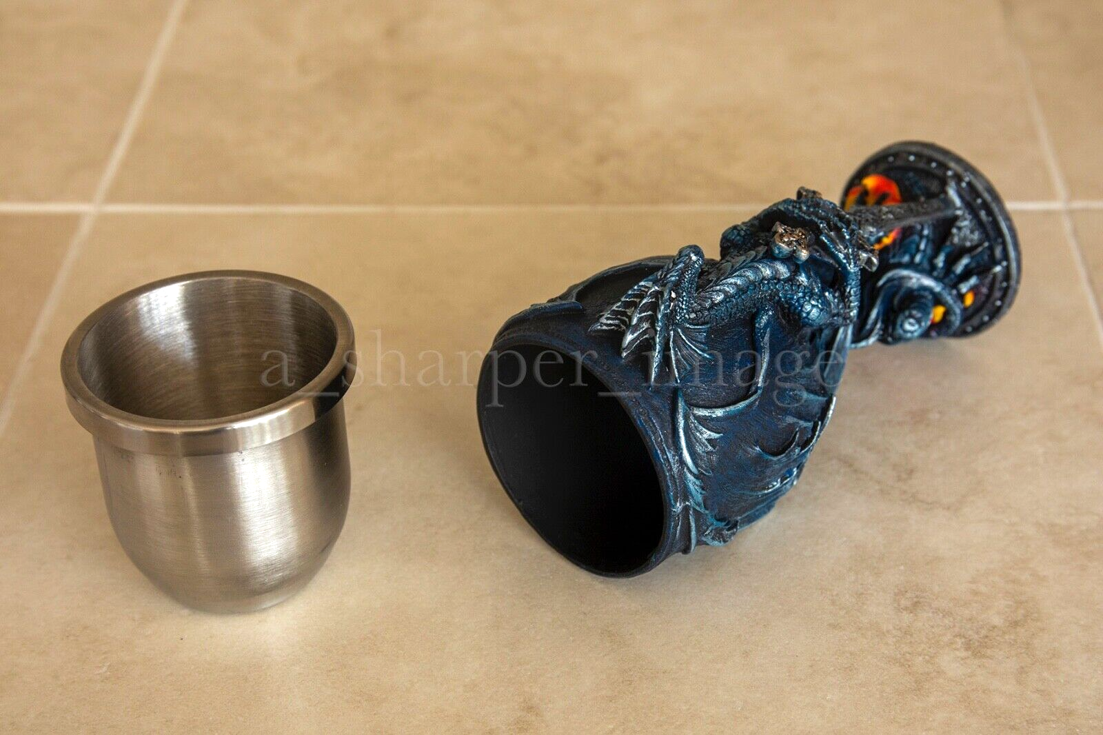 Fierce Guardian Dragon & Sword Wine Goblet 6.5" Tall 8 oz Gothic Fantasy Art!