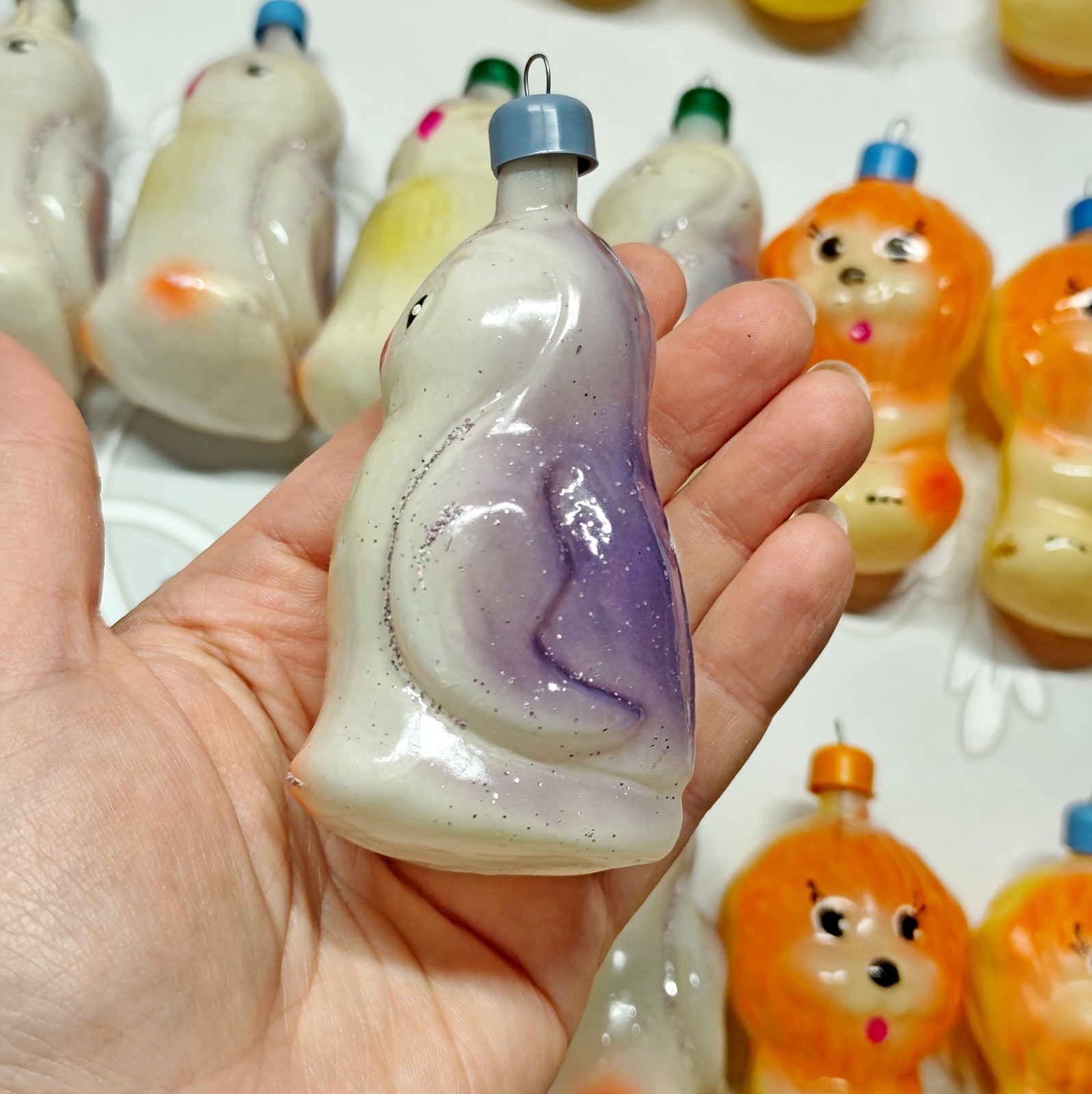 Vintage glass Christmas Ornament animals decoration soviet USSR