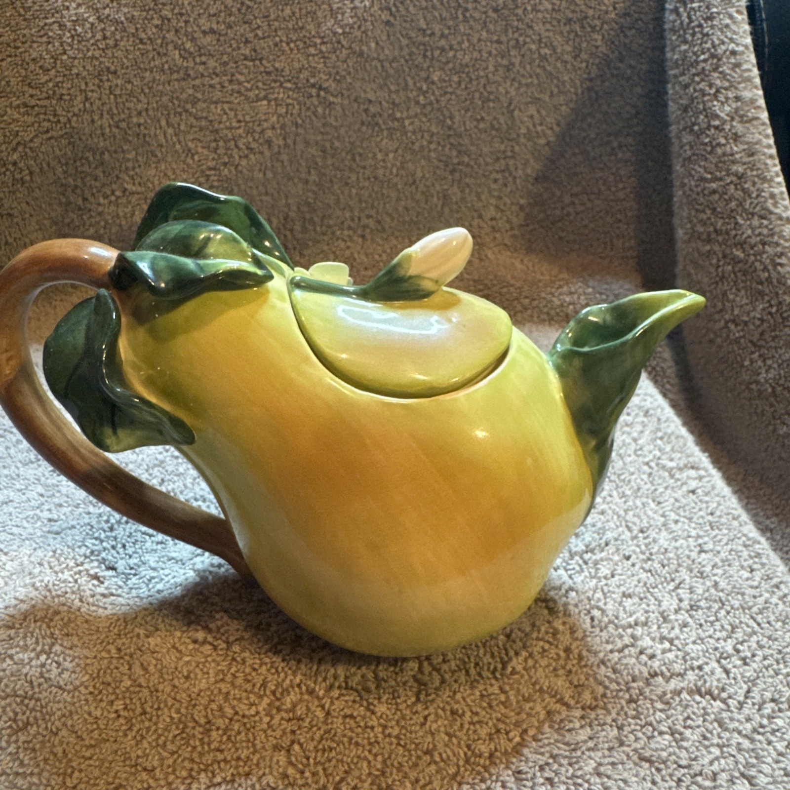 Vtg Lot 6 Ceramic Fruit Teapots: Pear P/apple Peach Pomegranate Watermelon Grape