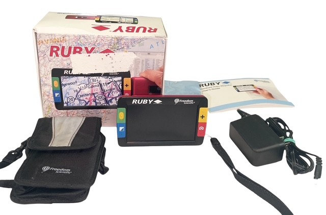 Freedom Scientific RUBY Handheld Video Magnifier Low Vision Aid Case Box READ