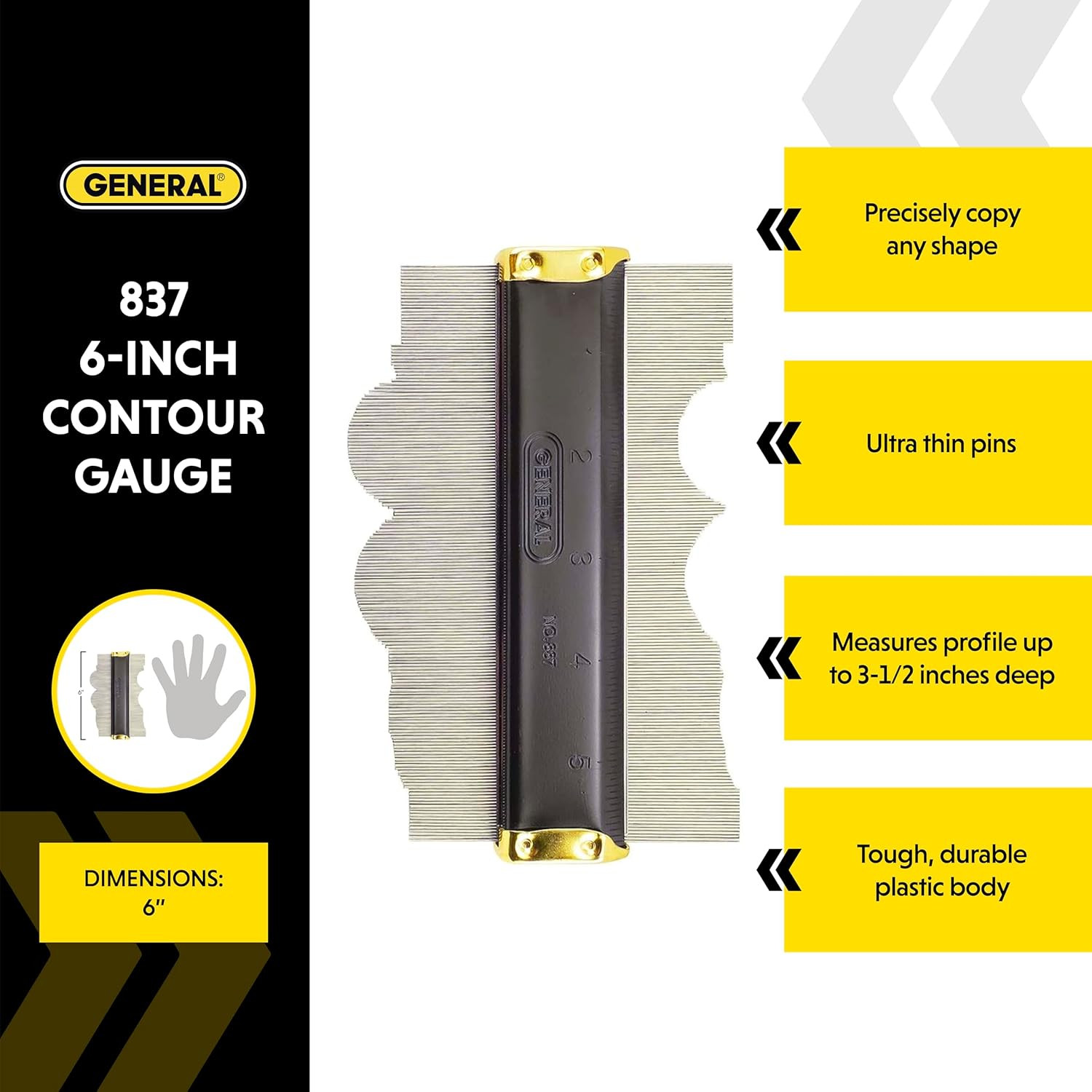 Contour Gauge 837 - 6" Angle Finder Tool for Home Improvement - Gadgets for Men