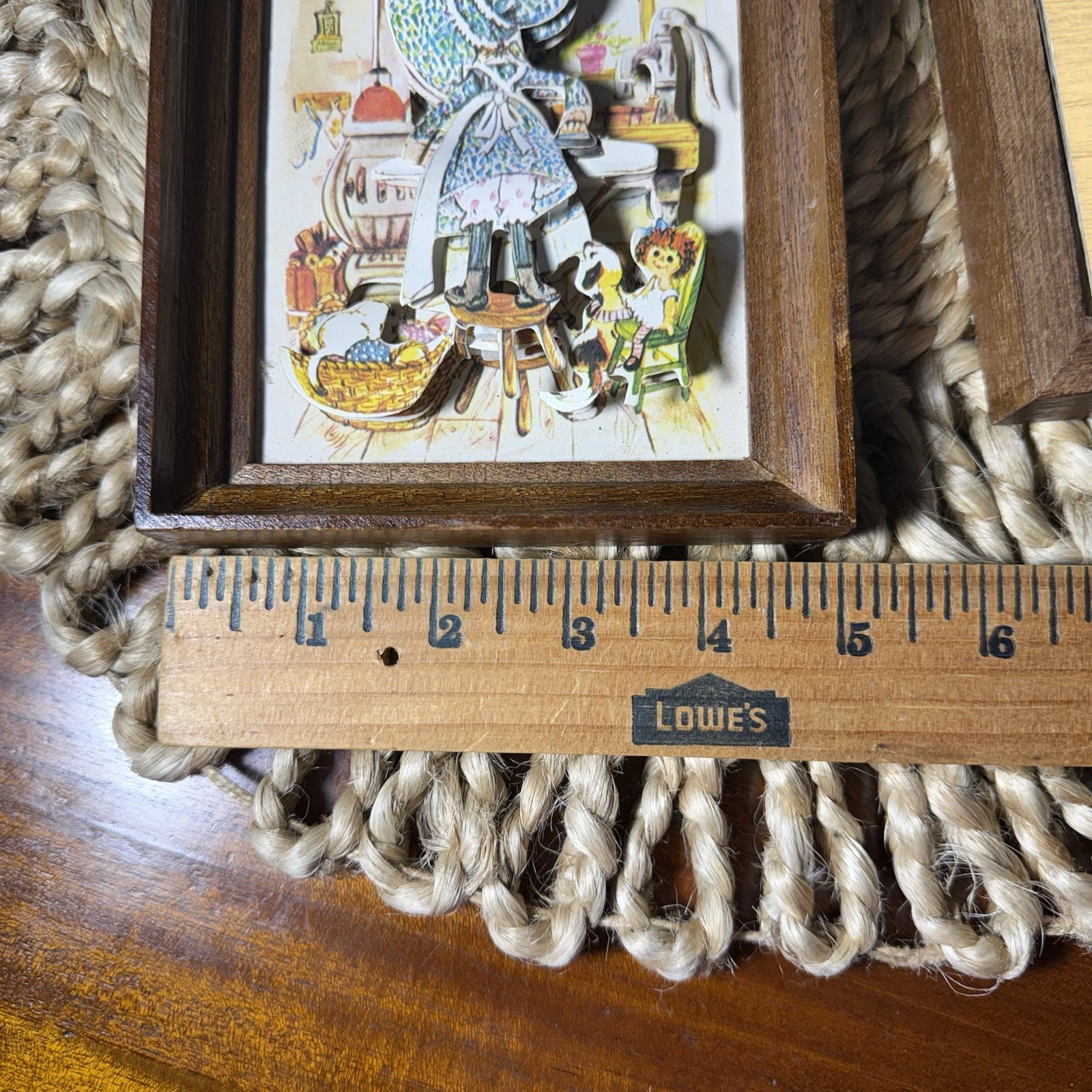 Holly Hobbie Style 3-D Art Decoupage Wooden Frame Set of 2 Christmas 1984