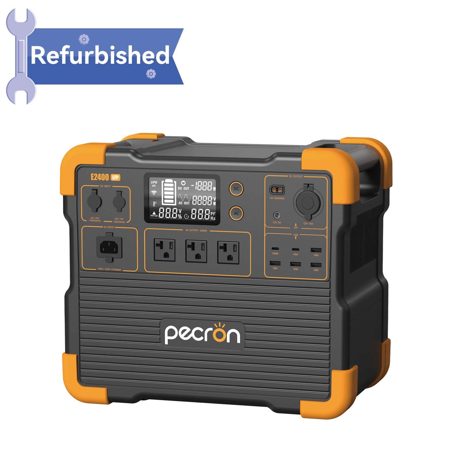 E2400LFP Pecron Portable Power Station 2048Wh 2400W Solar Generator Refurbished