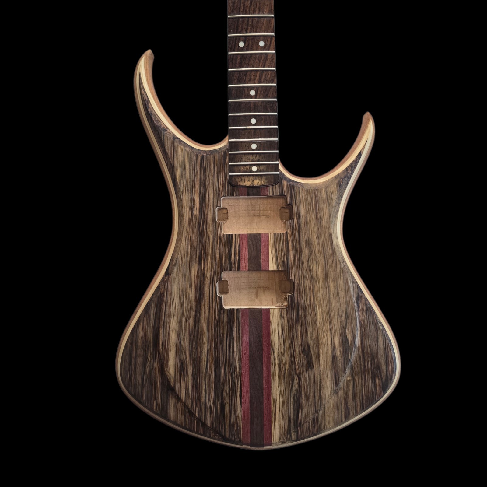 Alembic Style Custom Guitar Body 1 of a Kind Handmade Black Limba/Alder Luthier