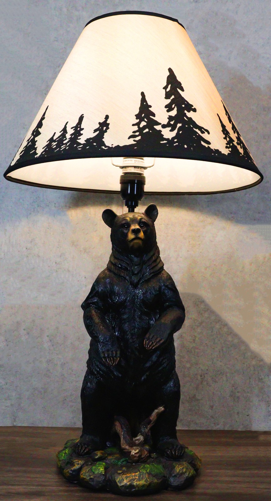 Large Standing Black Bear Surveyor Arkadius Desktop Table Lamp Decor Figurine