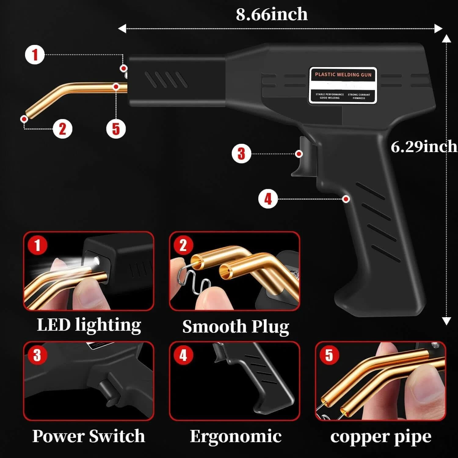 Plastic Welder Kit Soldering Tool Car Bumper Repair Welding Gun 800 Staples Case