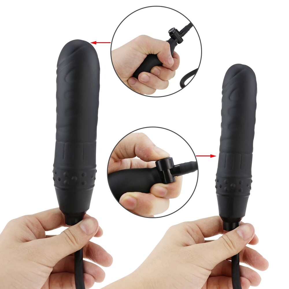 Inflatable Penis Dildo Cock Pump Expandable Anal Butt Plug Sex Toy Men Women US