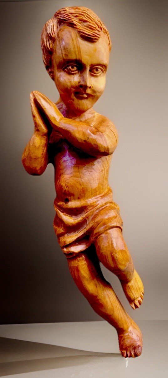 Large 12" Baby Jesus Carved Statue / Figural from Holy Land Olive Wood Bethlehem