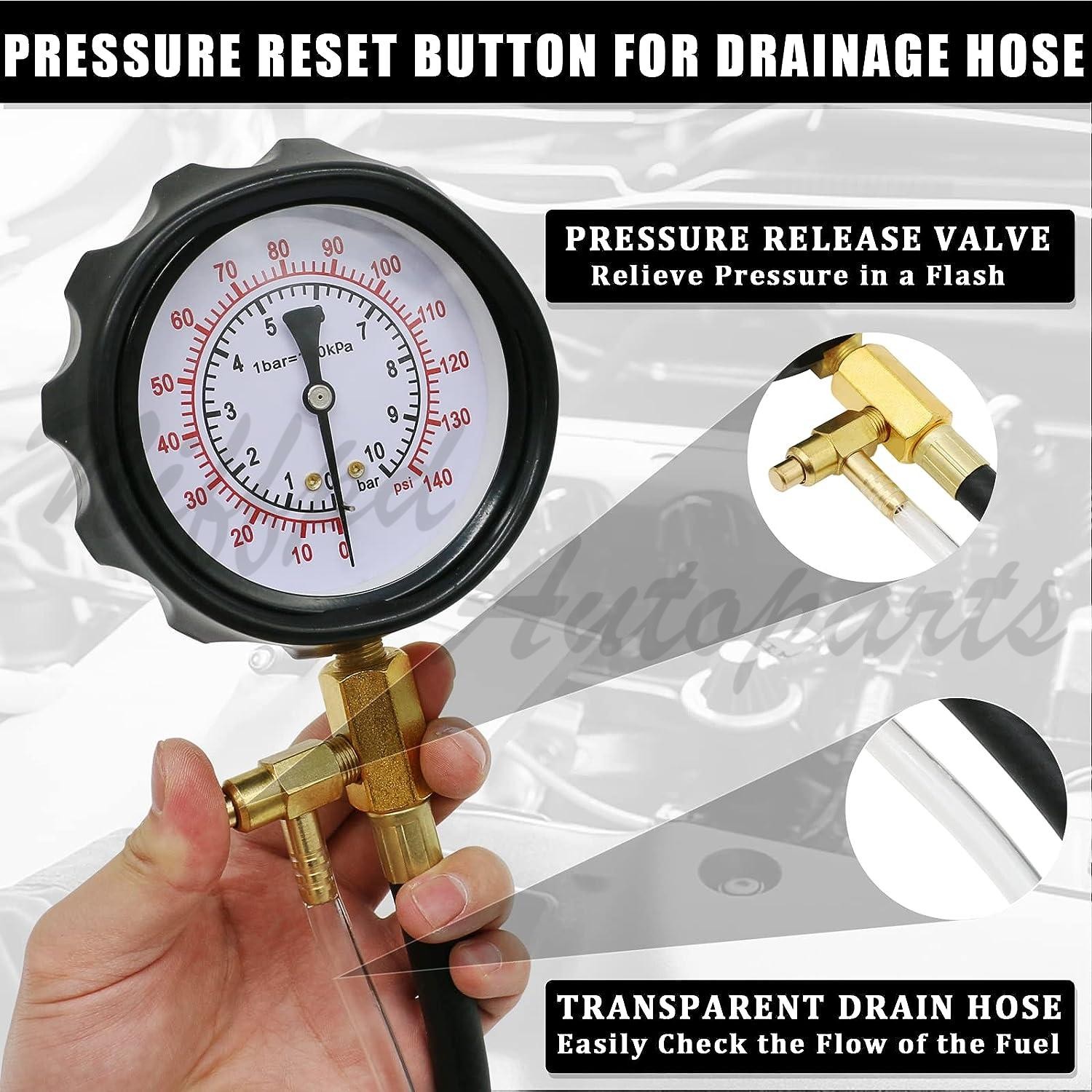 0-140PSI Fuel Injection Pump Pressure Tester Injector Pump Pressure Gauge Kit US