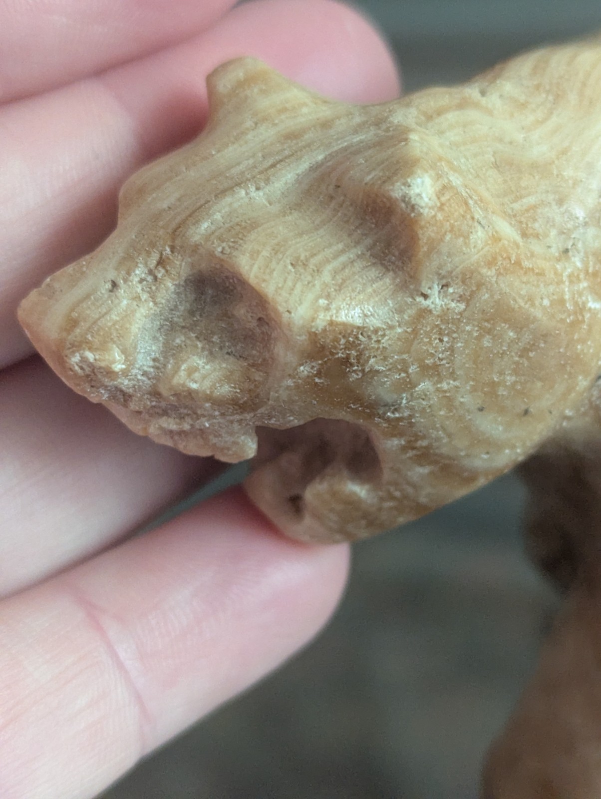 Vintage Carved Stone Panther Puma Cat Statue Figurine Mountain Lion Natural Art