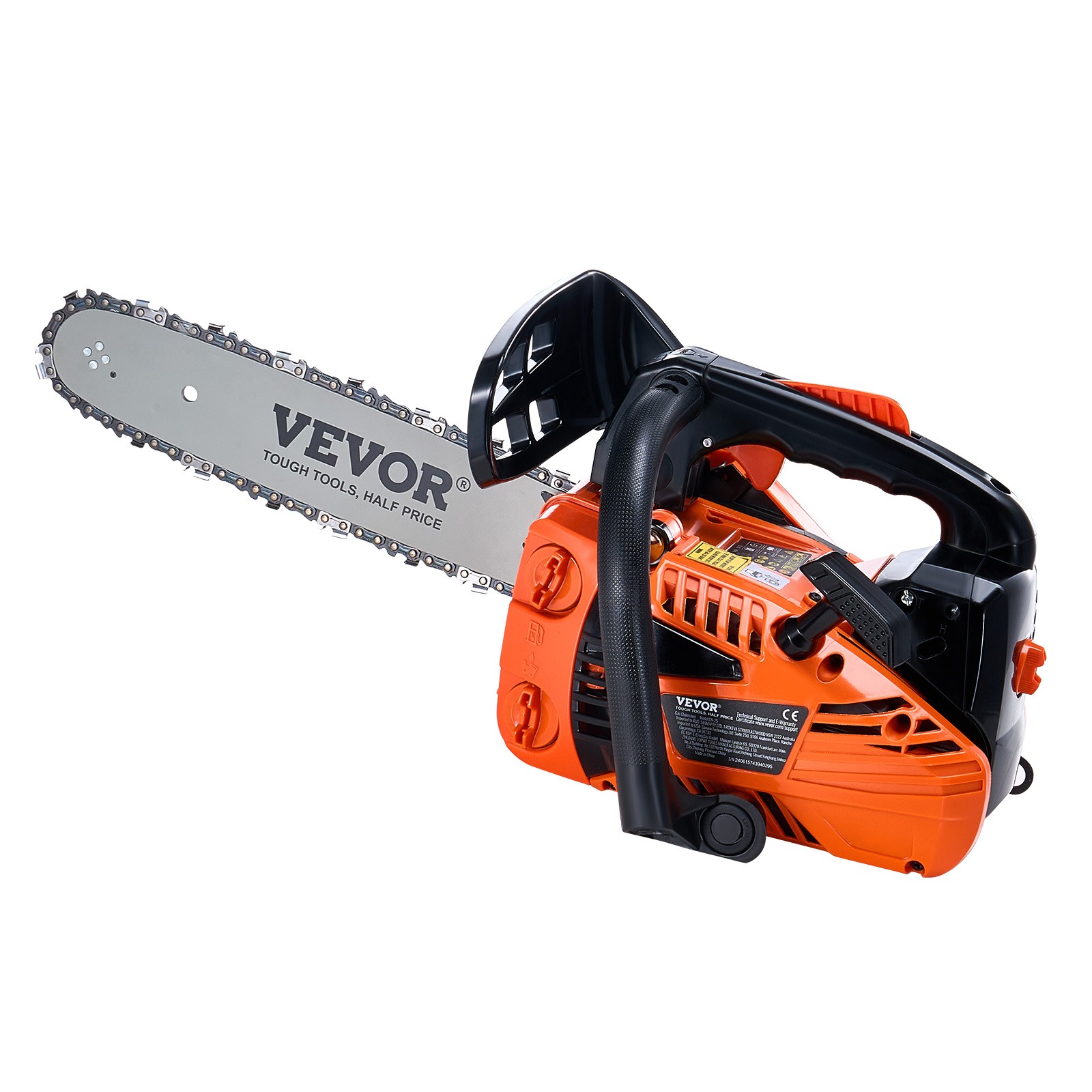 VEVOR 25.4CC 12" Gasoline Chainsaw Powered Wood Cutting Engine Gas Chain Saw