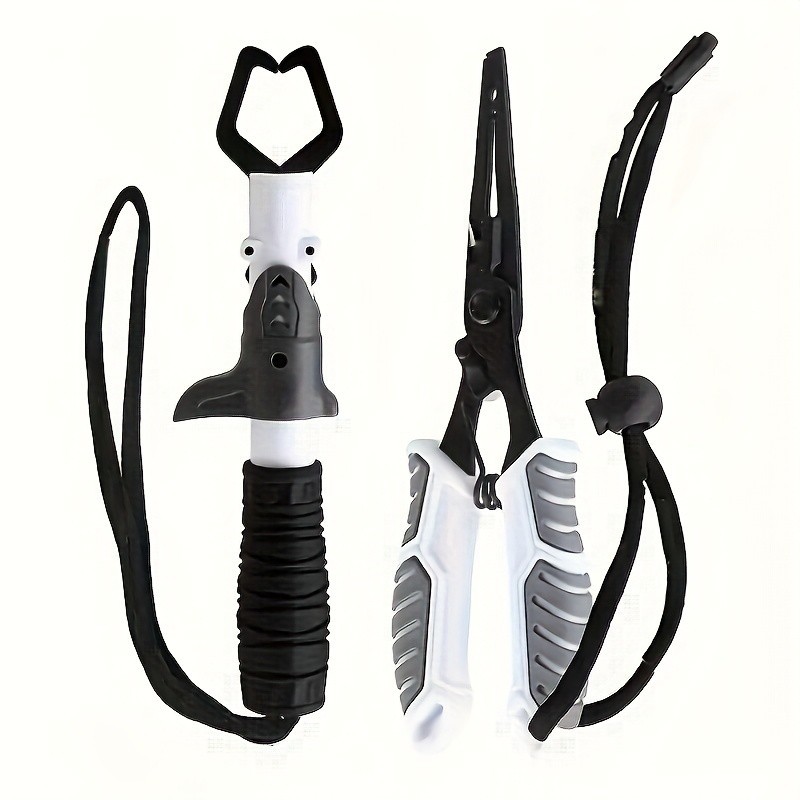 2pcs Stainless Steel Fishing Pliers with Comfort Grip TPR Handle, Spring-Loaded