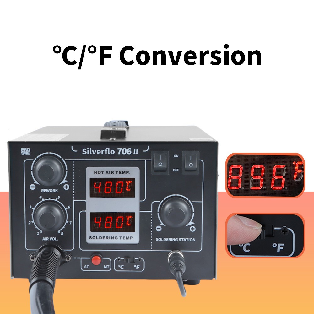 670W 706-II Soldering Station T12 2 in 1 LCD Hot Air Rapid Heating Welding Tools