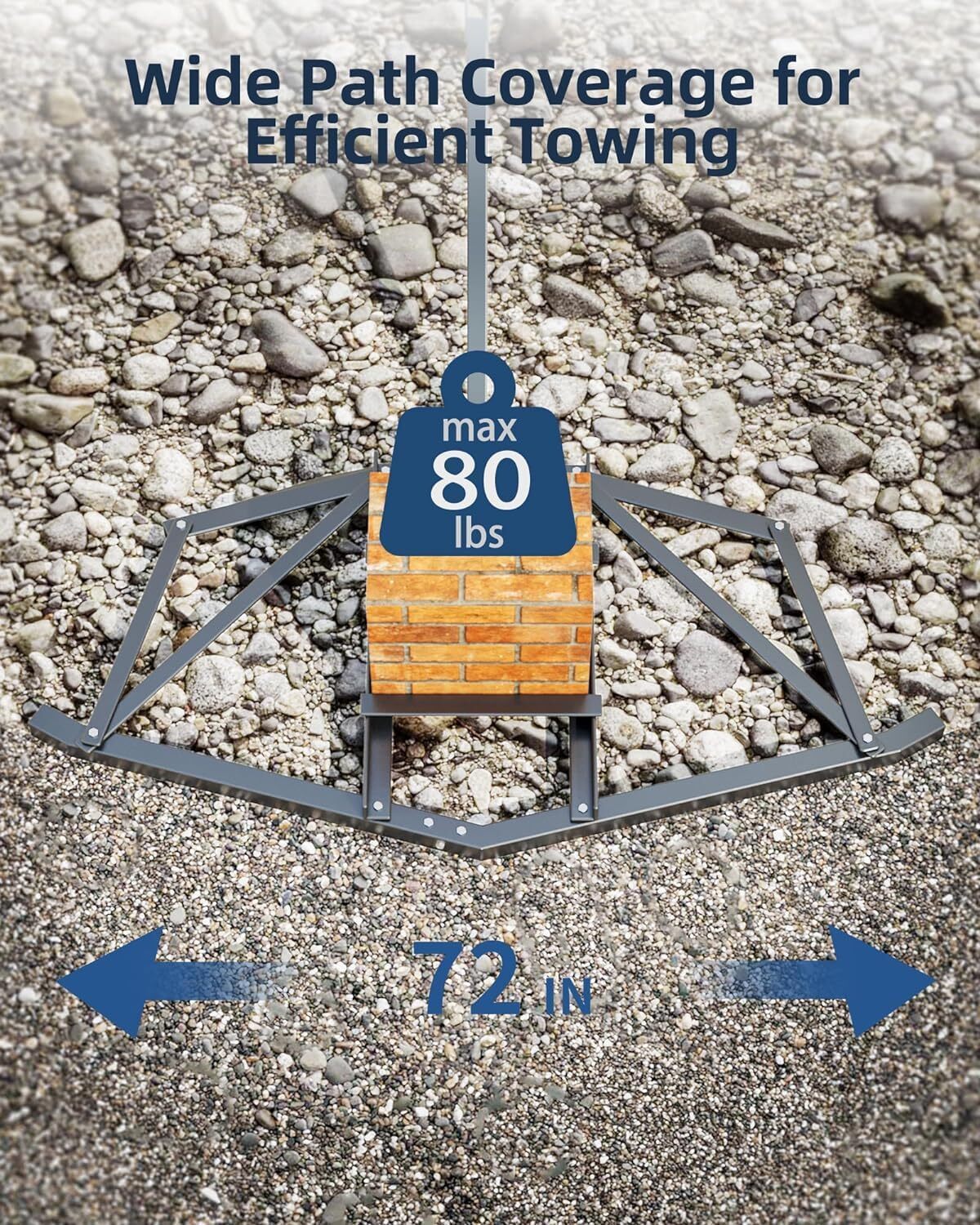 For ATV,UTV Driveway Drag Tow Behind Drag Harrow 66'' Width, Steel Gravel Grader