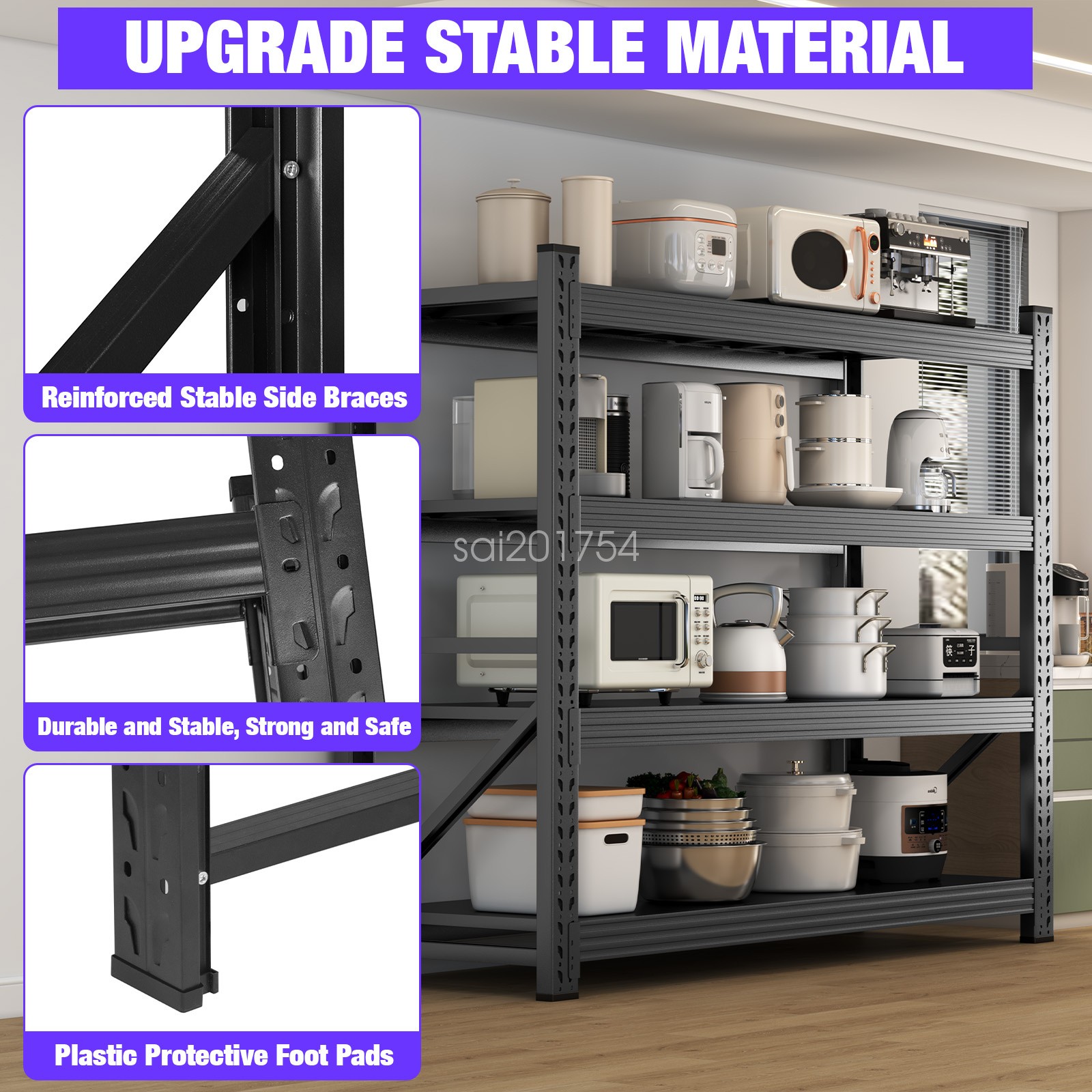 Garage Shelving Heavy Duty 6000 lbs 4 Tier Storage Shelves Metal Organizer Rack