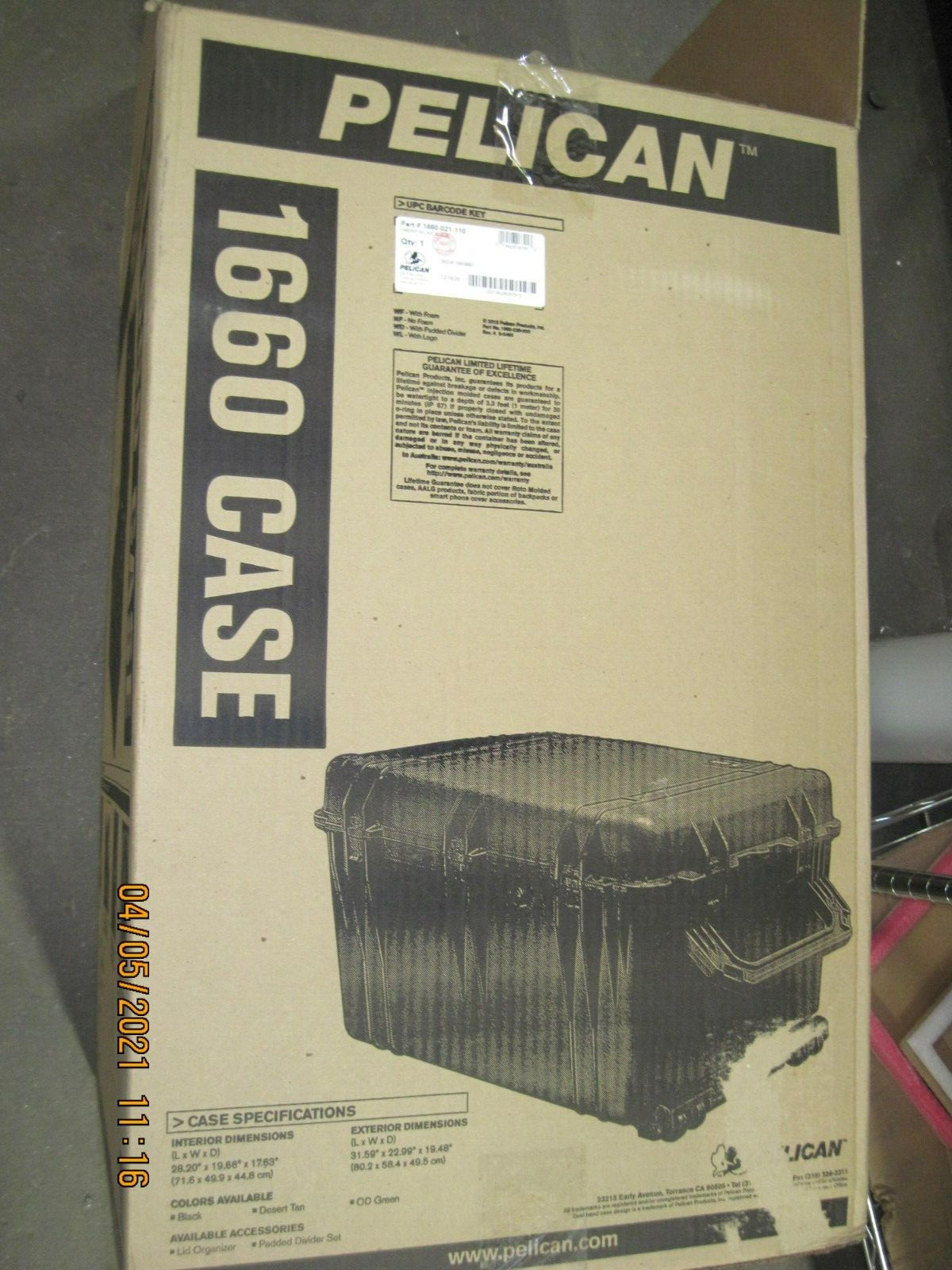 PELICAN  1660-021-110  CASE (NEW IN BOX)