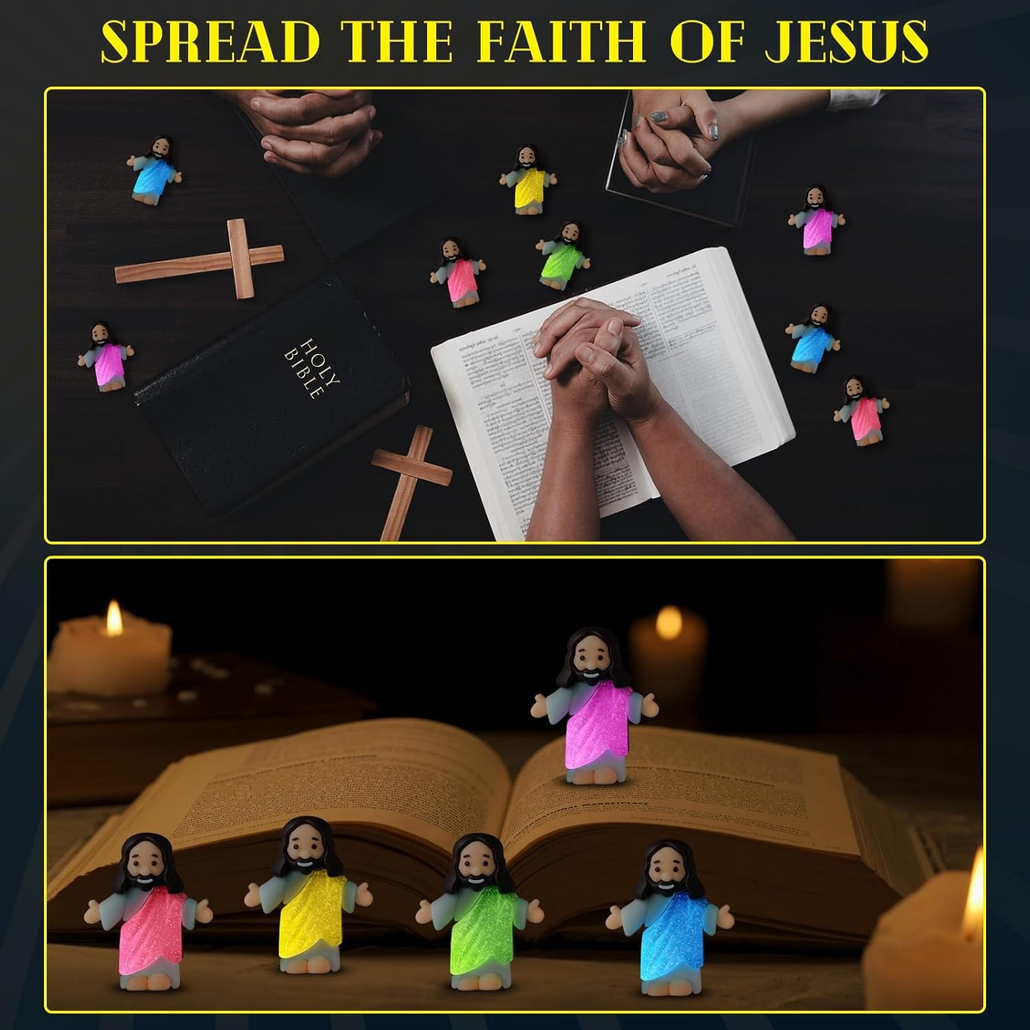 25 Sets Little Jesus Figurines Mini Figurines Bulk Glow in The Dark Tiny Luminou