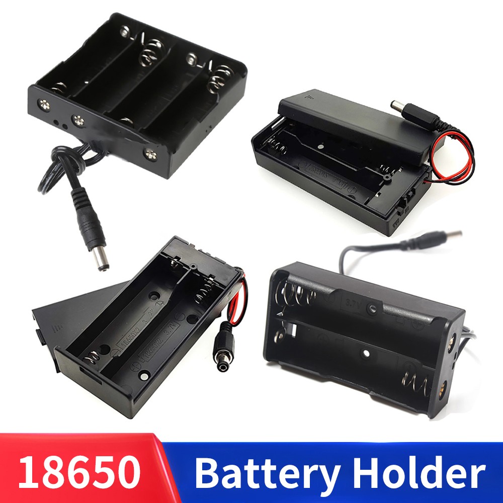 2 3 4x 18650 Battery Holder OPen/Enclosed Cell Case Box With DC Plug Wire Switch